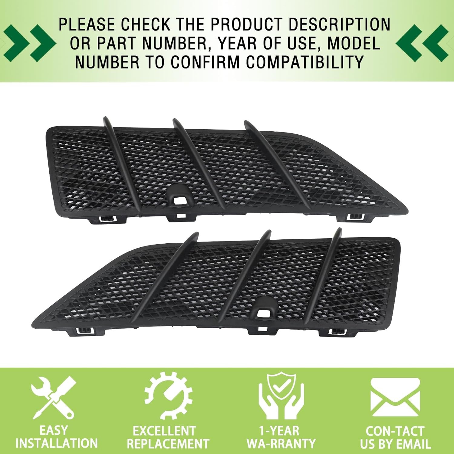 Pair Hood Air Vent Grille Cover Compatible with 2008-2011 Mercedes Benz W164