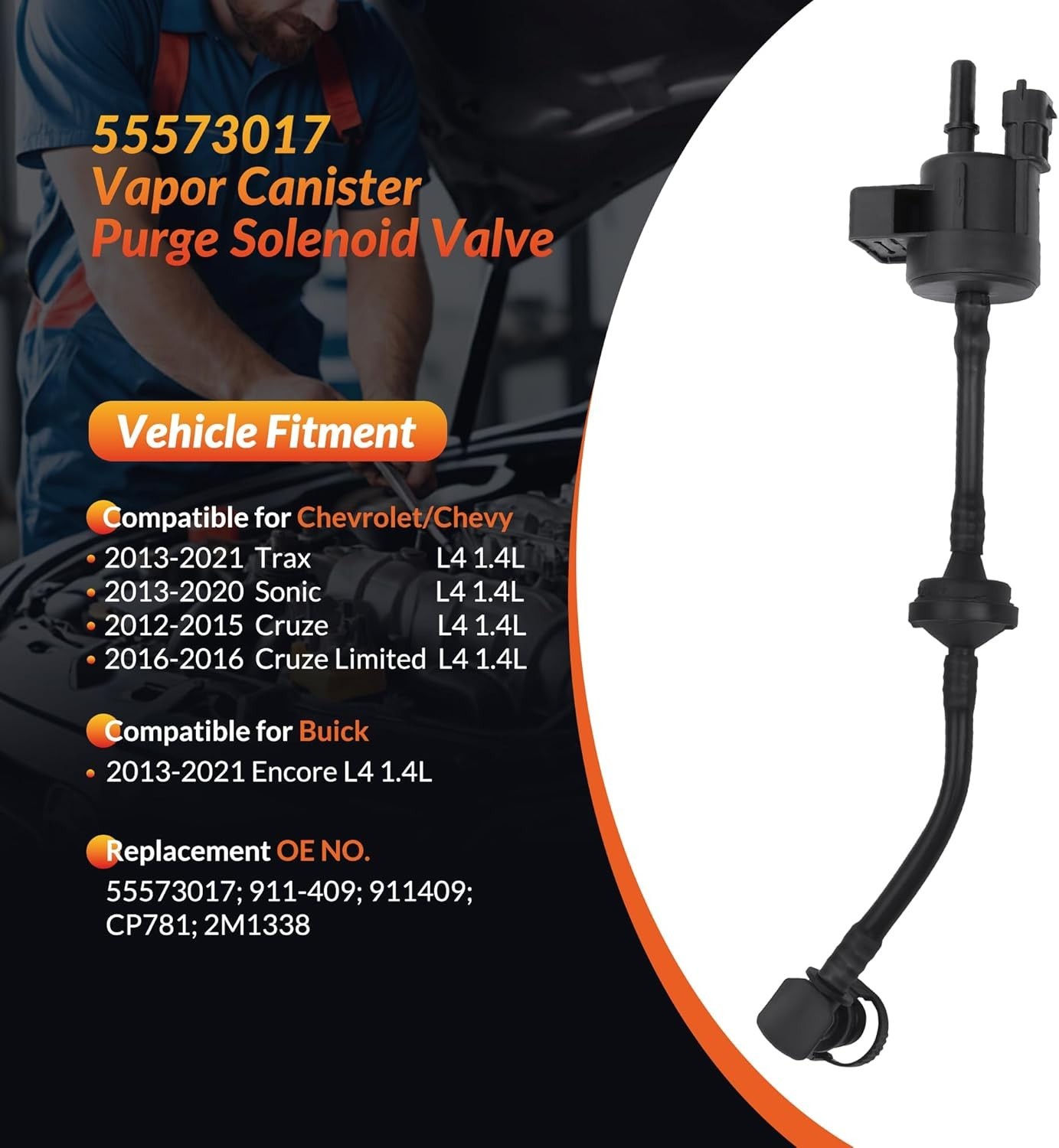55573017 911-409 Vapor Canister Purge Valve Solenoid EVAP Compatible with Chevy