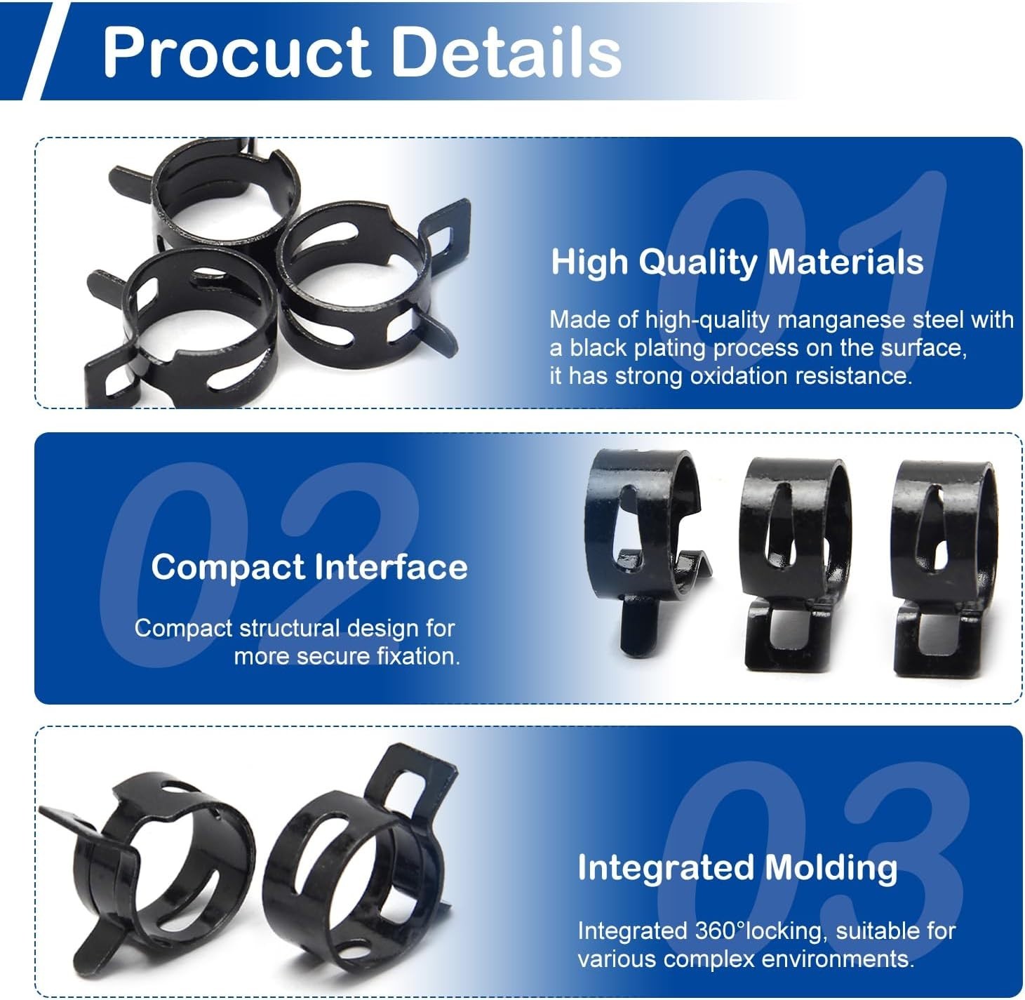 10Pcs 0.91″23mm ID Spring Band Hose Clamps, Black Hose Clamp Fit for 1″ OD Fu…