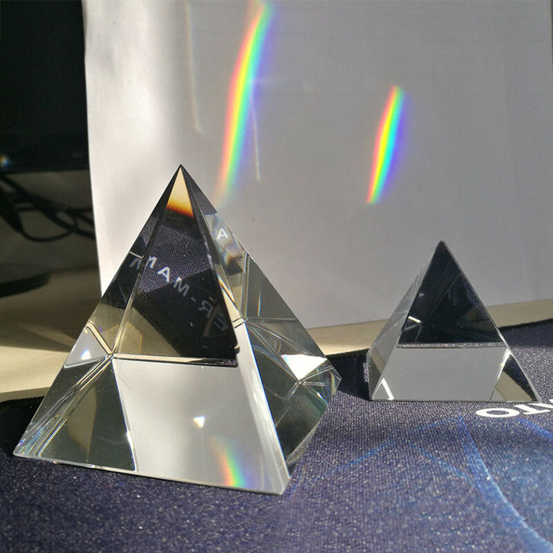Rainbow Optical Glass Crystal Pyramid Prism for Science Survey Light Spectrum