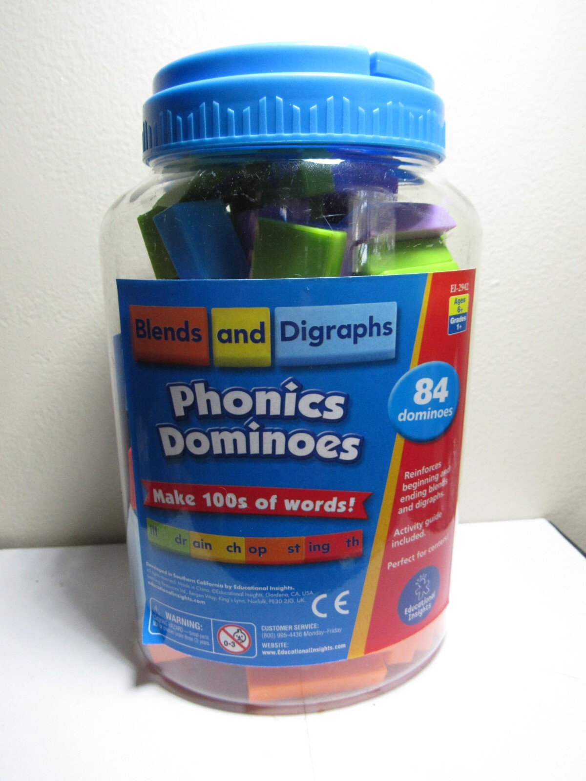 84 Pc PHONICS DOMINOES Blends Digraphs spelling home school Educational Insights