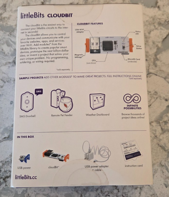 New Little Bits Electronics Cloudbit RadioShack 2 Modules Snap Internet Anything