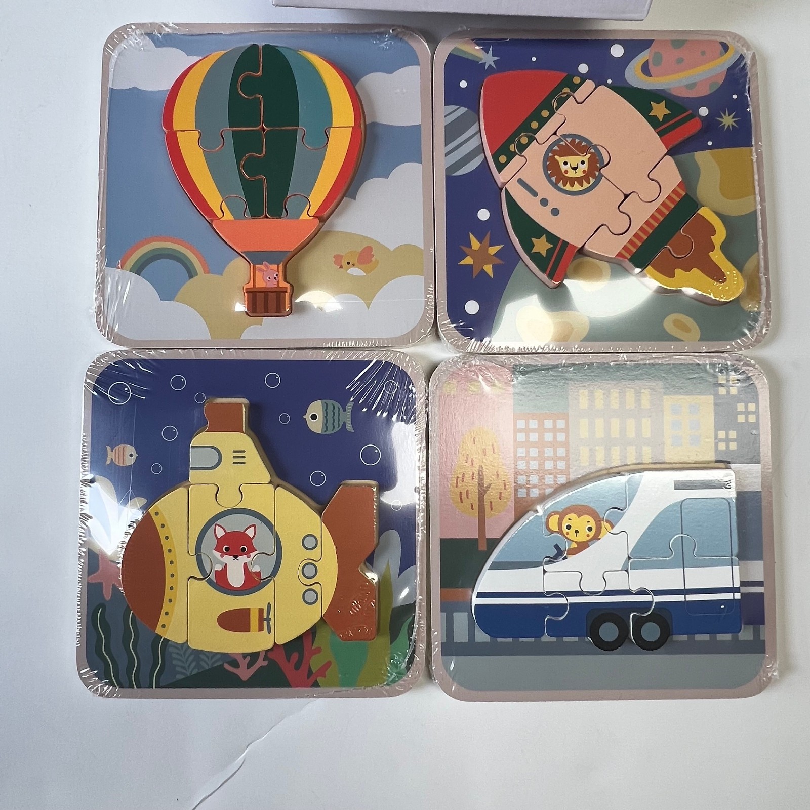 Montessori Wooden Toddler Puzzle Set Educational Toys for Ages 1-3 (4 Pack) new