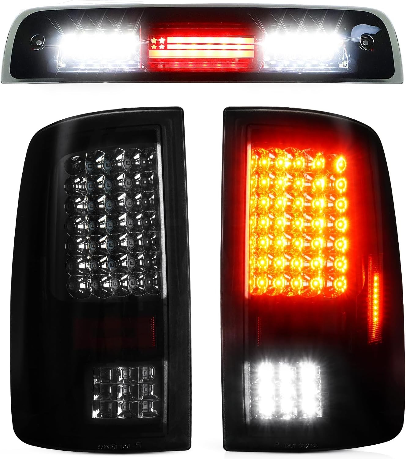 Smoke LED Taillights Dodge Ram 1500-3500 2009-2018 3Pcs