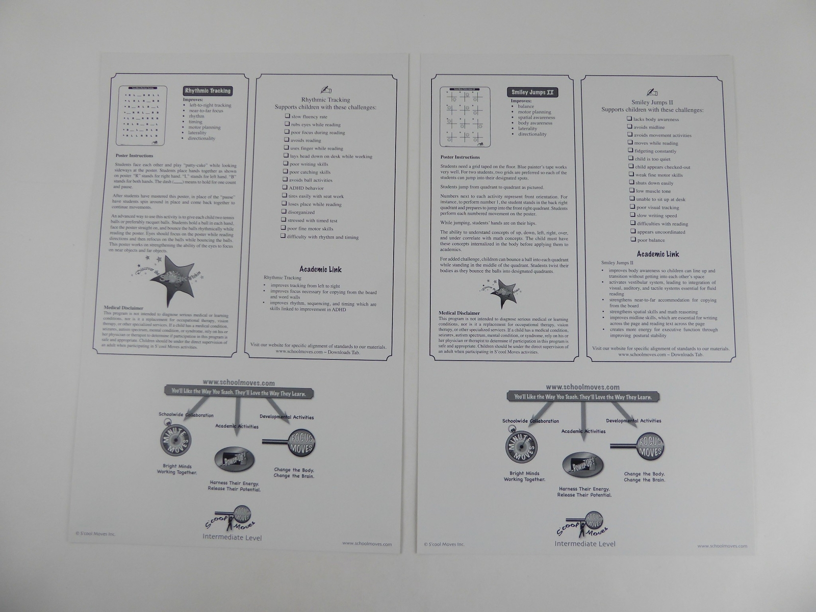 School Moves Focus Moves 11×15 Poster Picture Cards S’cool Lot of 10