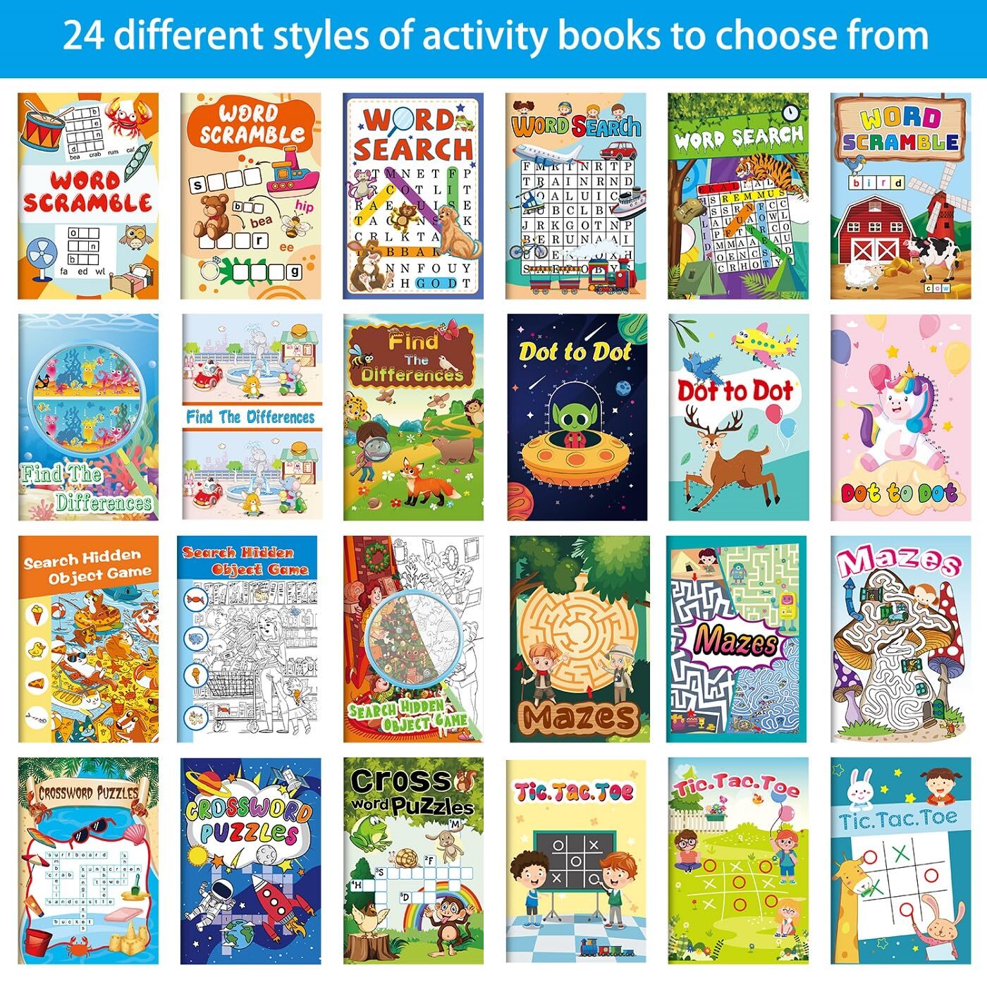 24 Mini Activity Books for Kids Party Favors ages 4-8 8-12,Fun and Challenges…