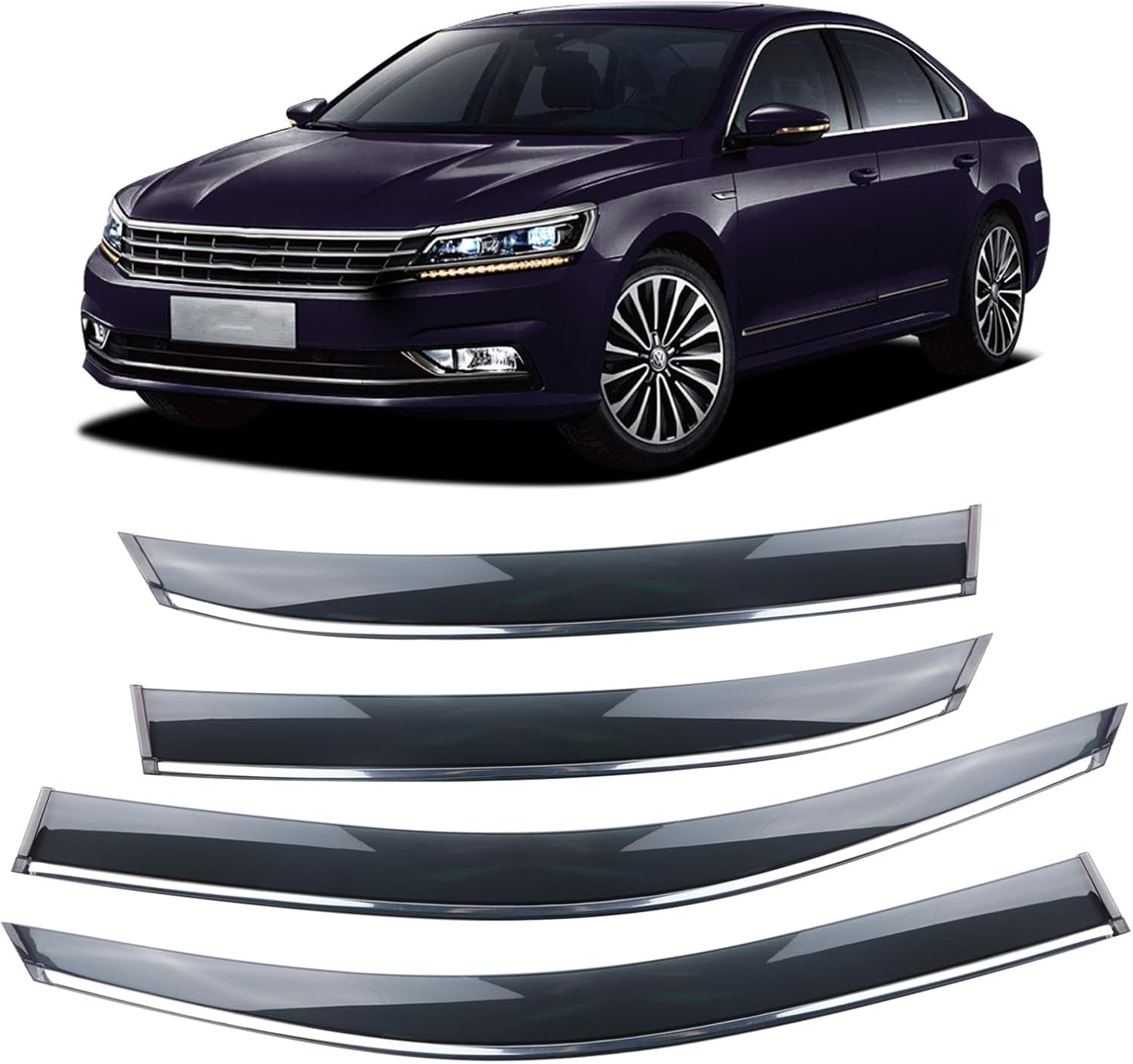 Rain Guards Suitable for 2011-2018 Passat,Window Visor,Dark Smoke Accessories…