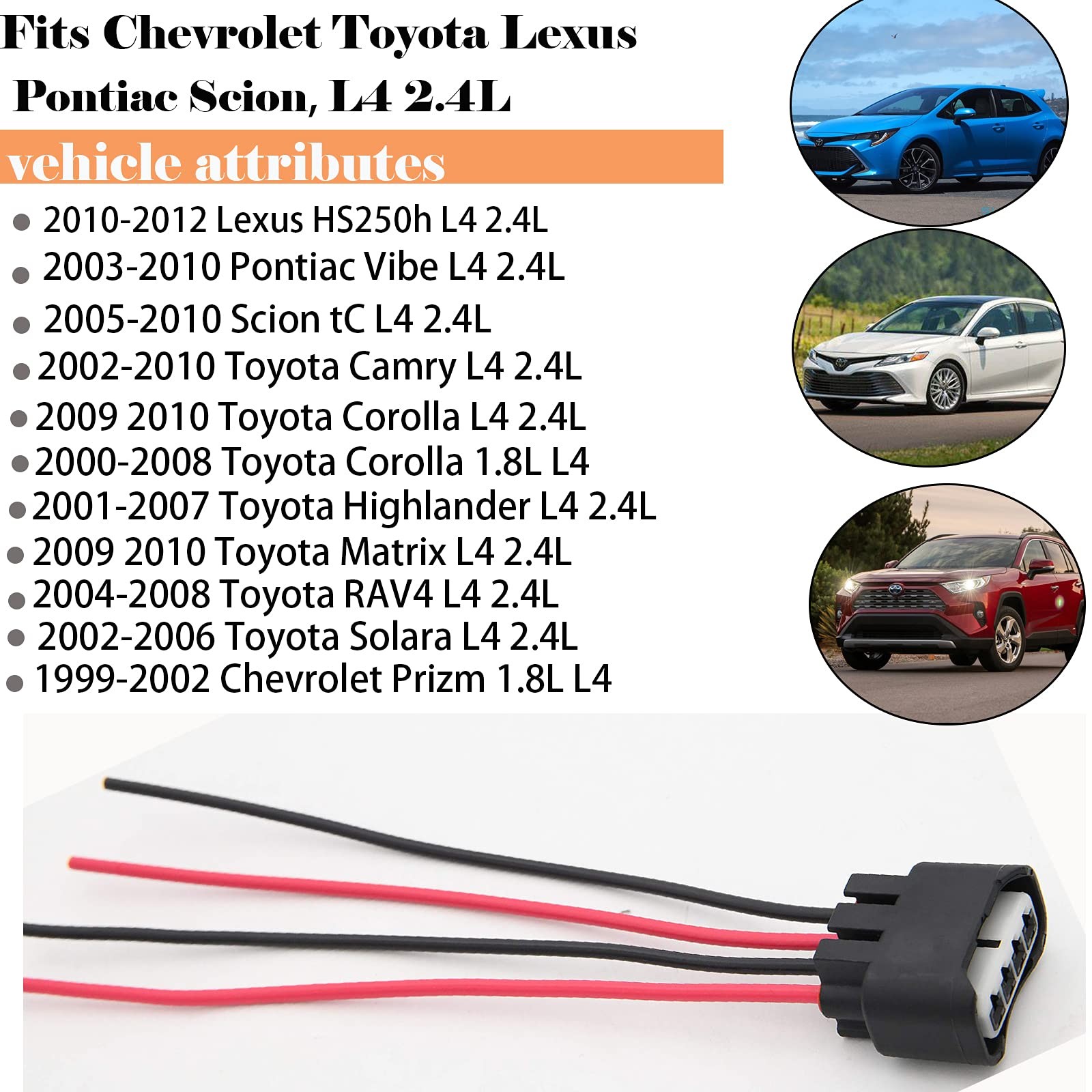4 Packs Ignition Coil Connector Compatible with Toyota Scion Pontiac 4 Pack