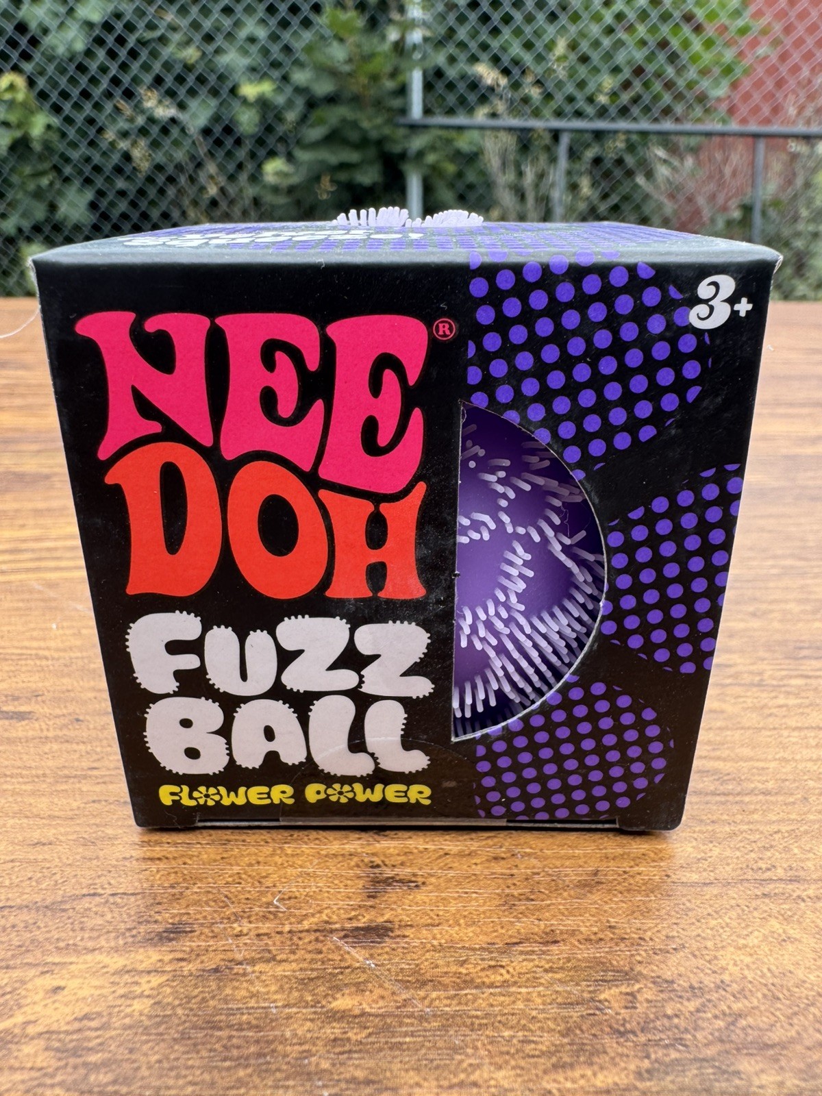 Schylling NeeDoh Fuzz Ball Flower Power Velvet Squeeze, AUTHENTIC Purple Edition