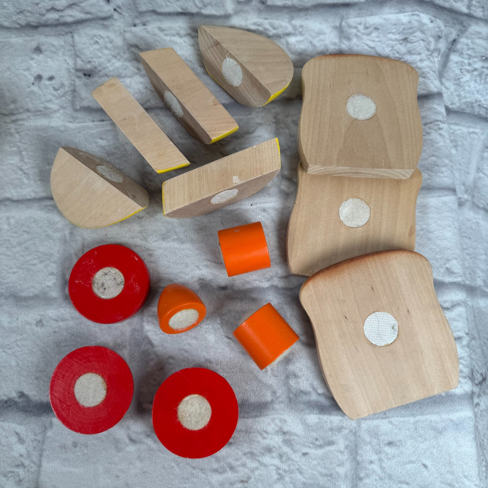 Wooden Food Play Set Pretend Vegetable Slice Cutting Board Kitchen Montessori
