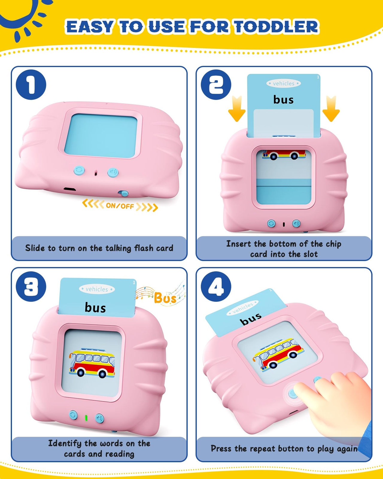 bravokids Talking Flash Cards Toddler Toys, Preschool Educational Sensory Toys w