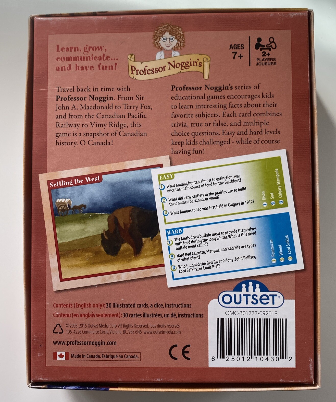 Professor Noggin’s History of Canada Card Game, Outset Media, Trivia Game Kids