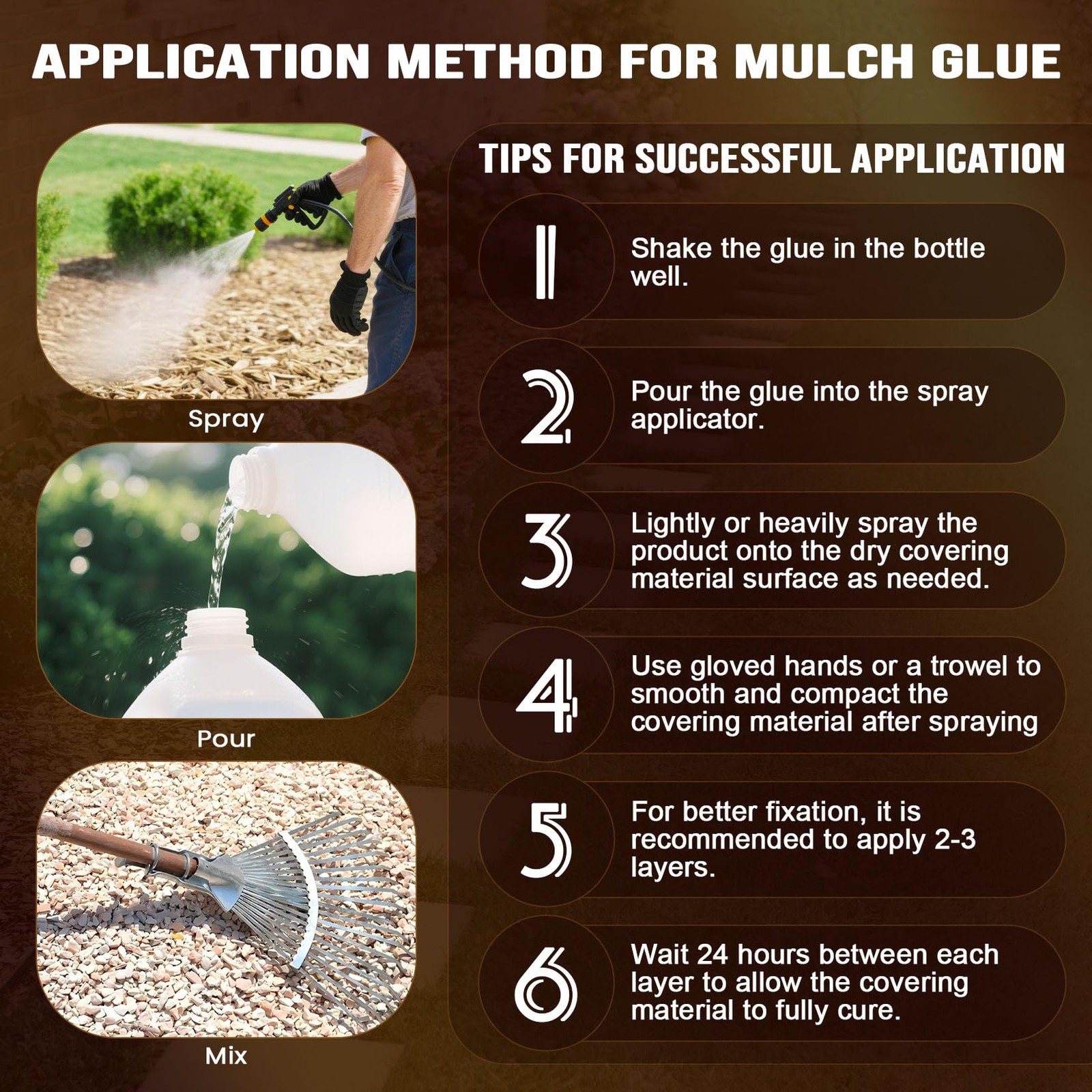 Mulch Glue – 32 OZ Rubber Mulch for Landscaping, Pet Safe Rock Glue | Ground Cov