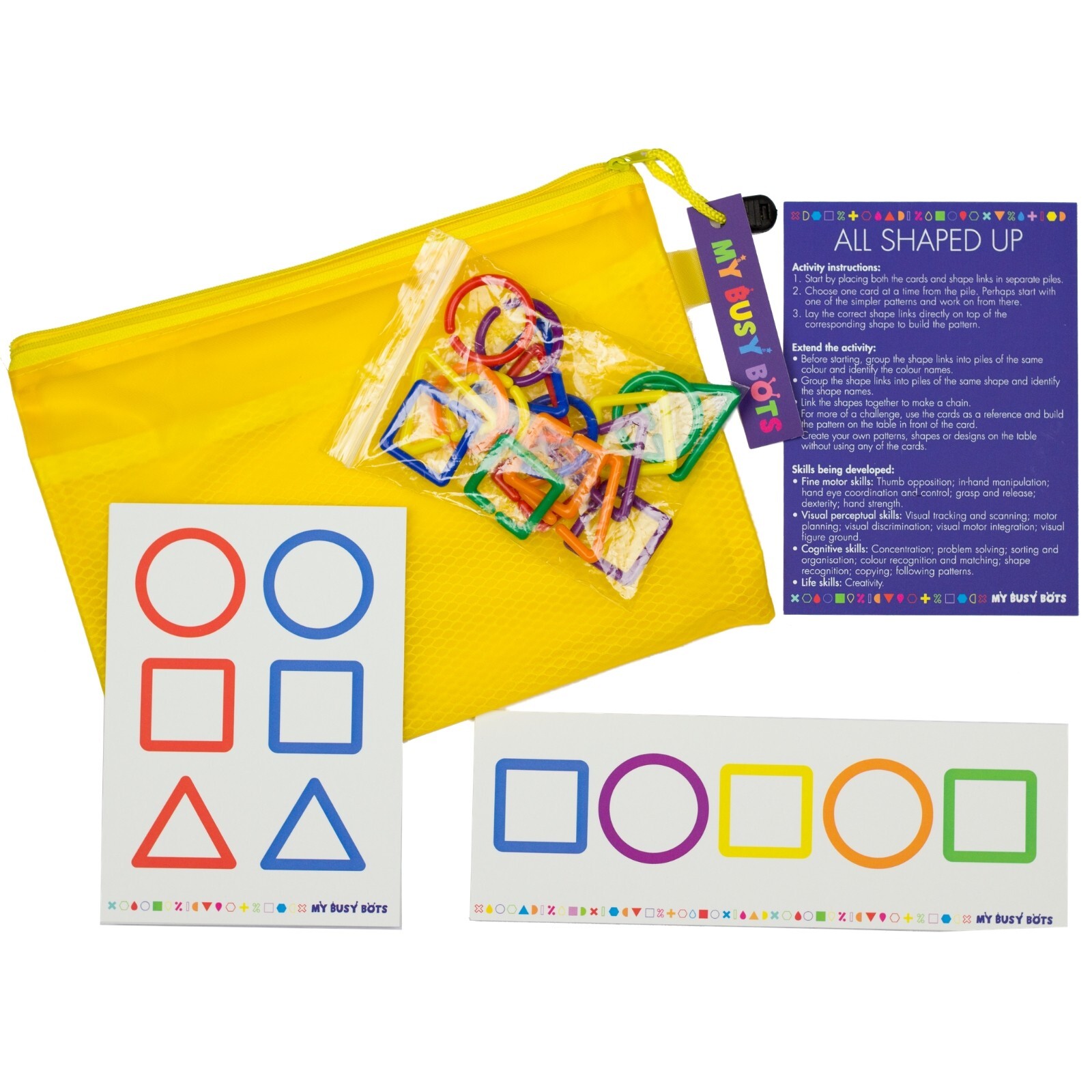 All Shaped Up – My Busy Bots Bag of shapes for matching, learning & building fin