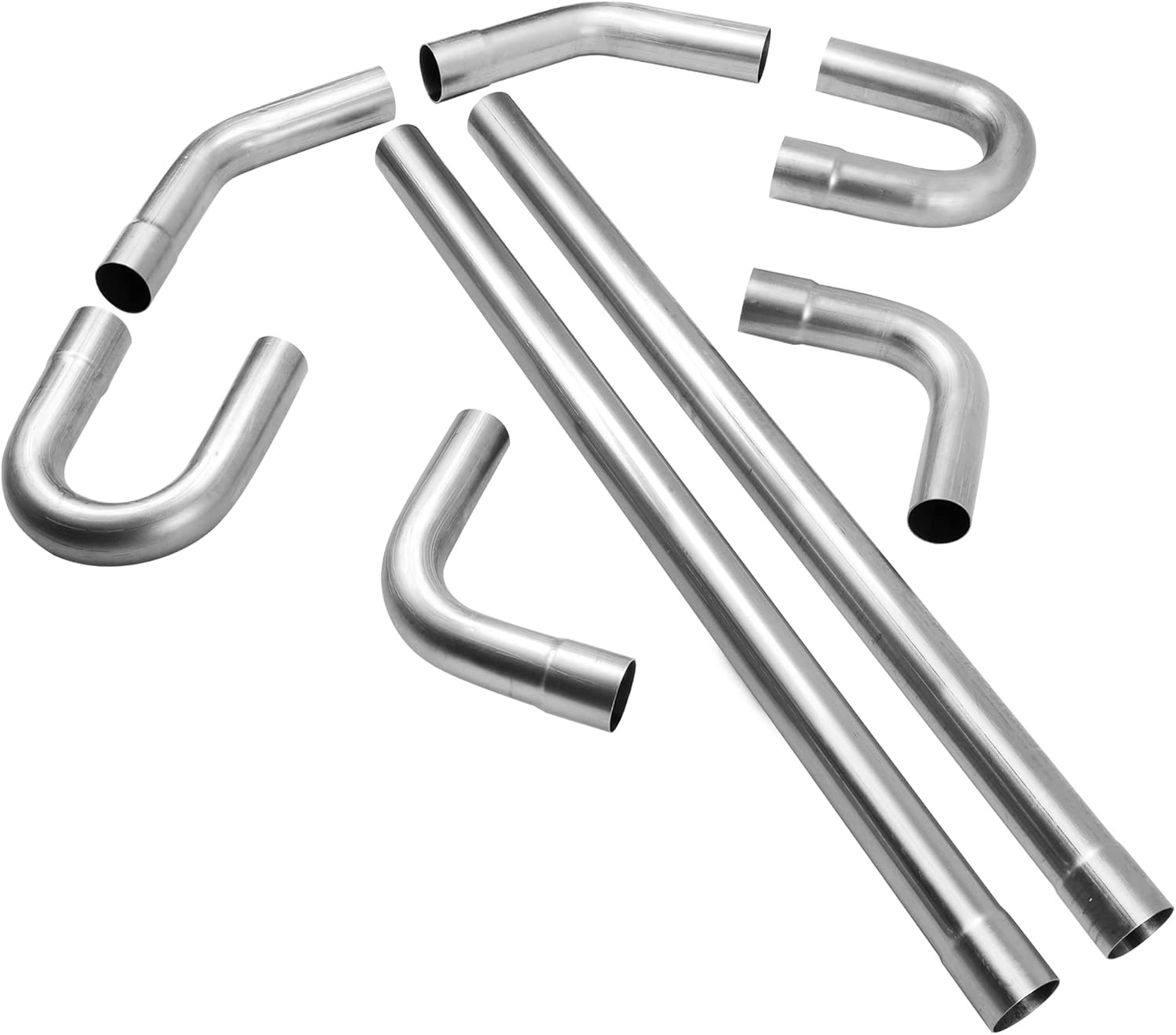 JY PERFORMANCE 2.5 Inch Universal T304 Stainless Steel Exhaust Pipe Tubing Kit 1