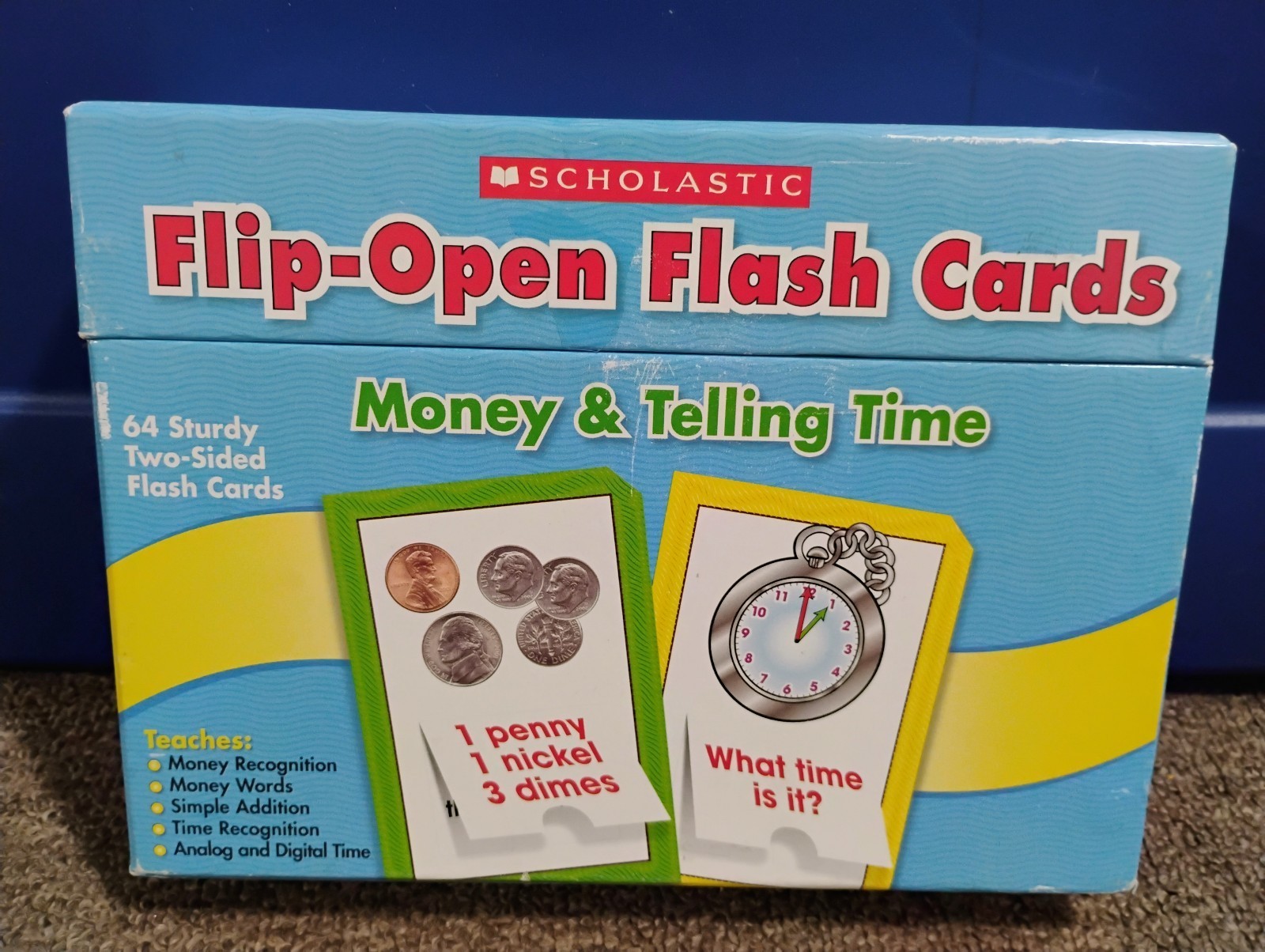 Scholastic Flip-Open Flash Cards Money & Telling Time COMPLETE