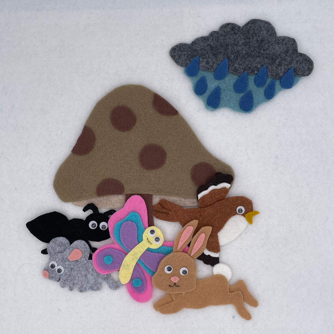 Mushroom in the Rain Felt Pieces for Felt/Flannel Board Play