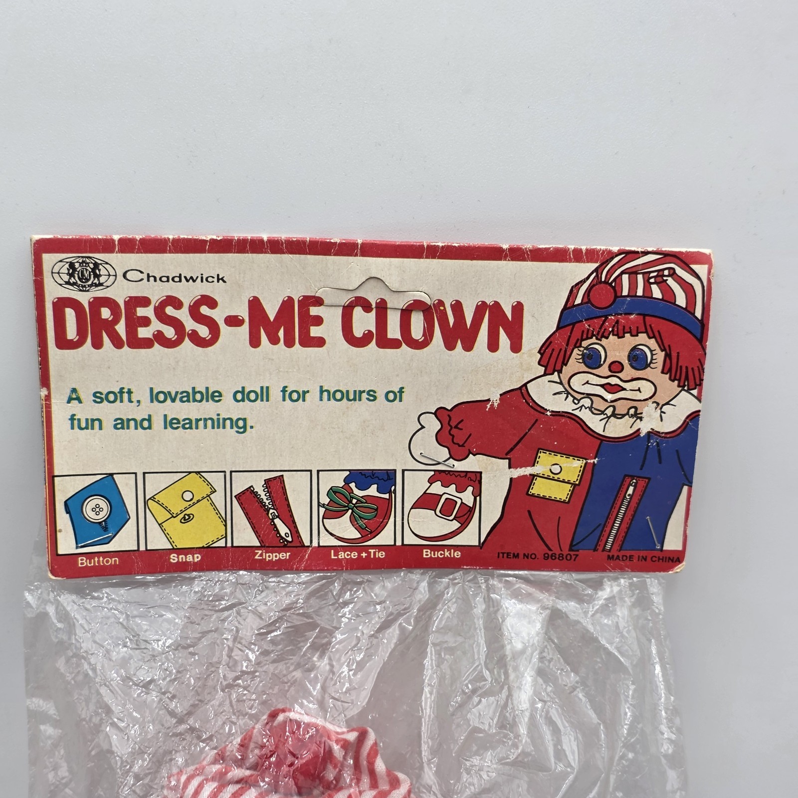 Chadwick DRESS ME Clown Doll 14″ Teaching Plush Snap Button Zipper New