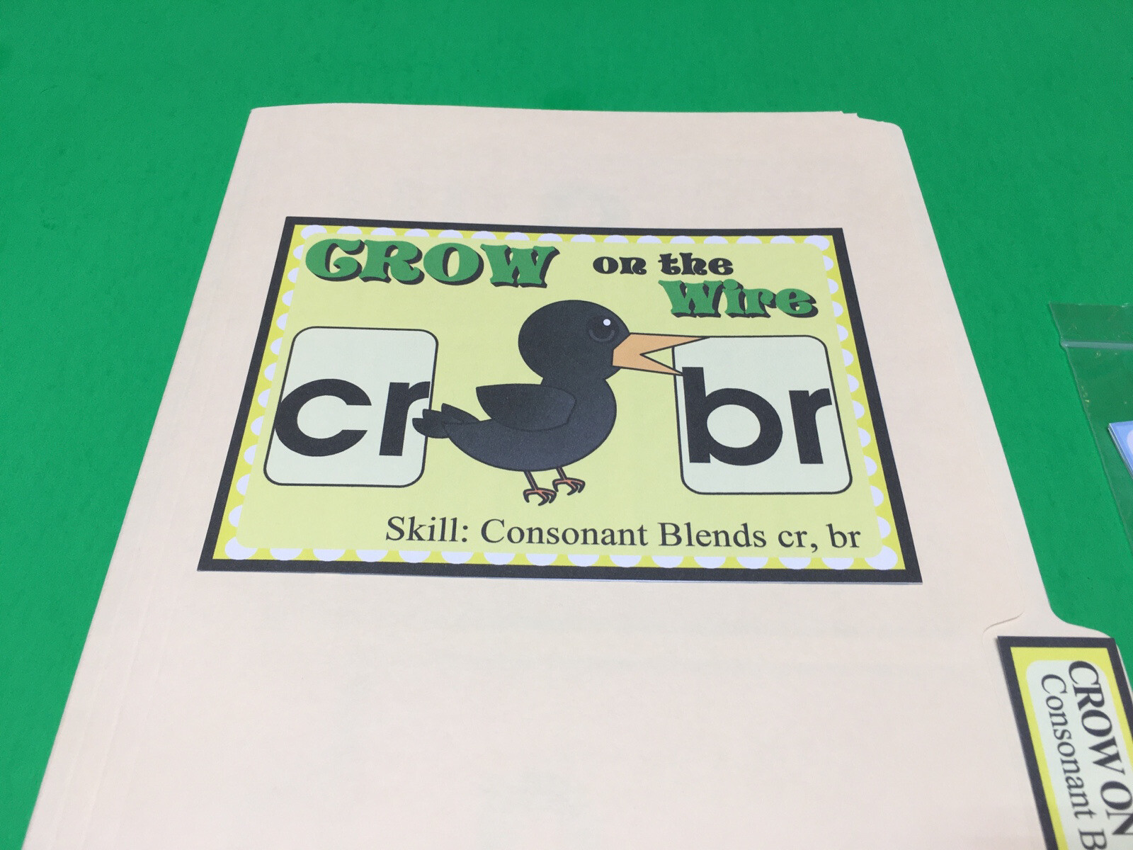 Crow On The Wire – Phonics Cr / Br – DIY File Folder game – Printed / Uncut