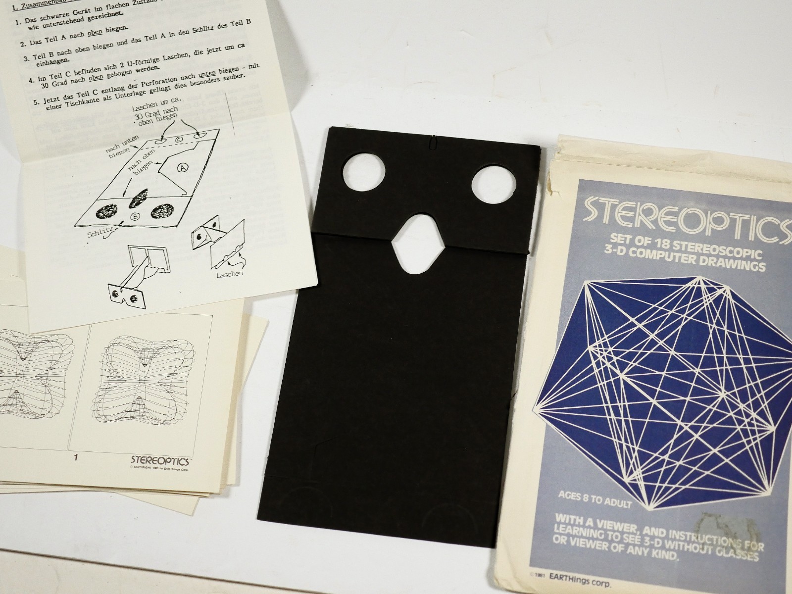 STEREOPTICS 18 Stereoscopic 3-D Computer Drawings 3D Viewer 1981 Earthings Corp