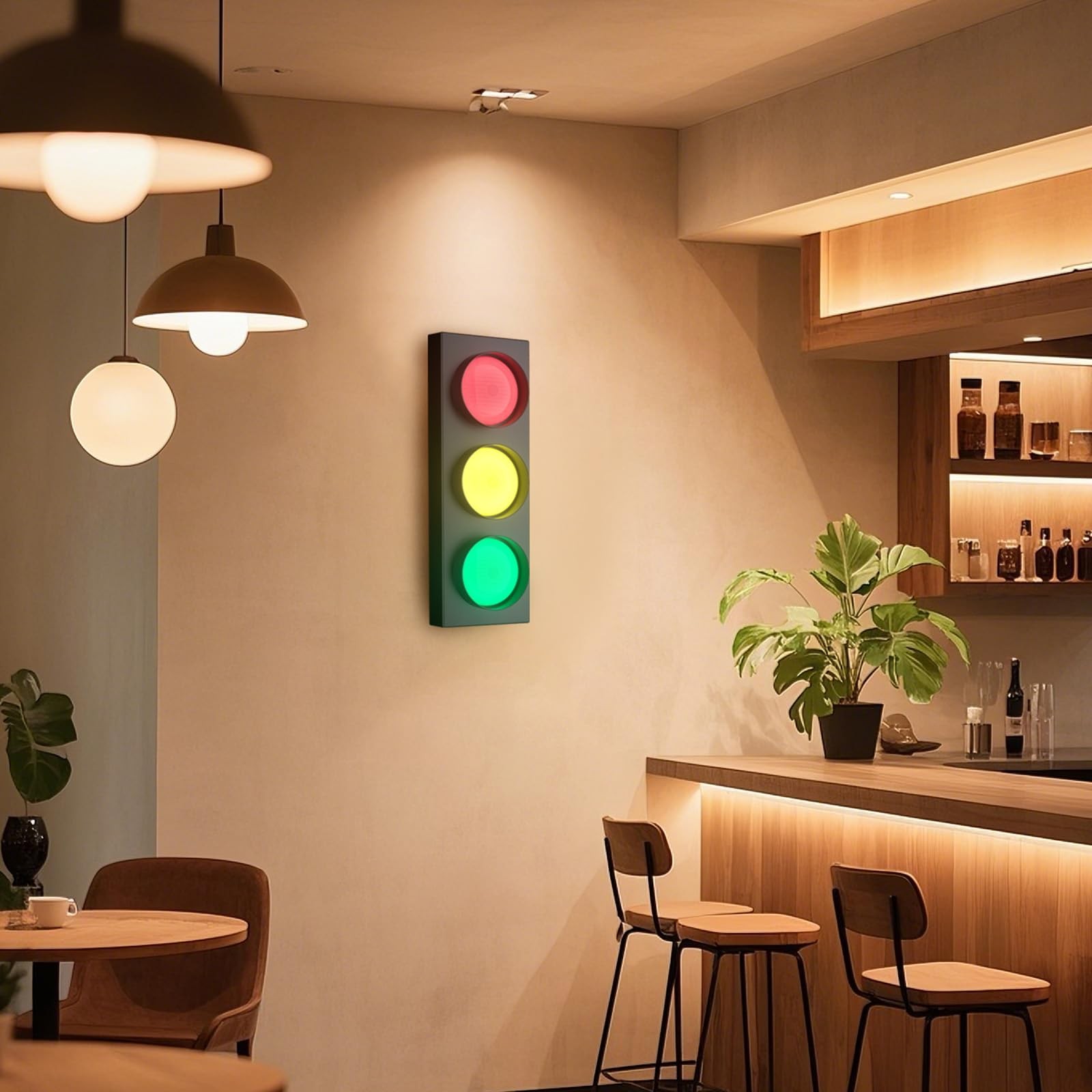Traffic Light Lamp Decor on Wall: Remote Control LED with Easy Installation -…