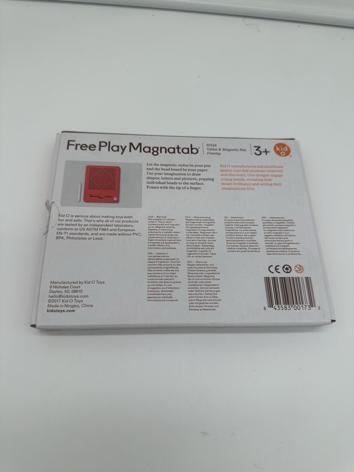 Kid O Free Play Magnatab 10348 Tablet & Magnetic Pen for Drawing IOB