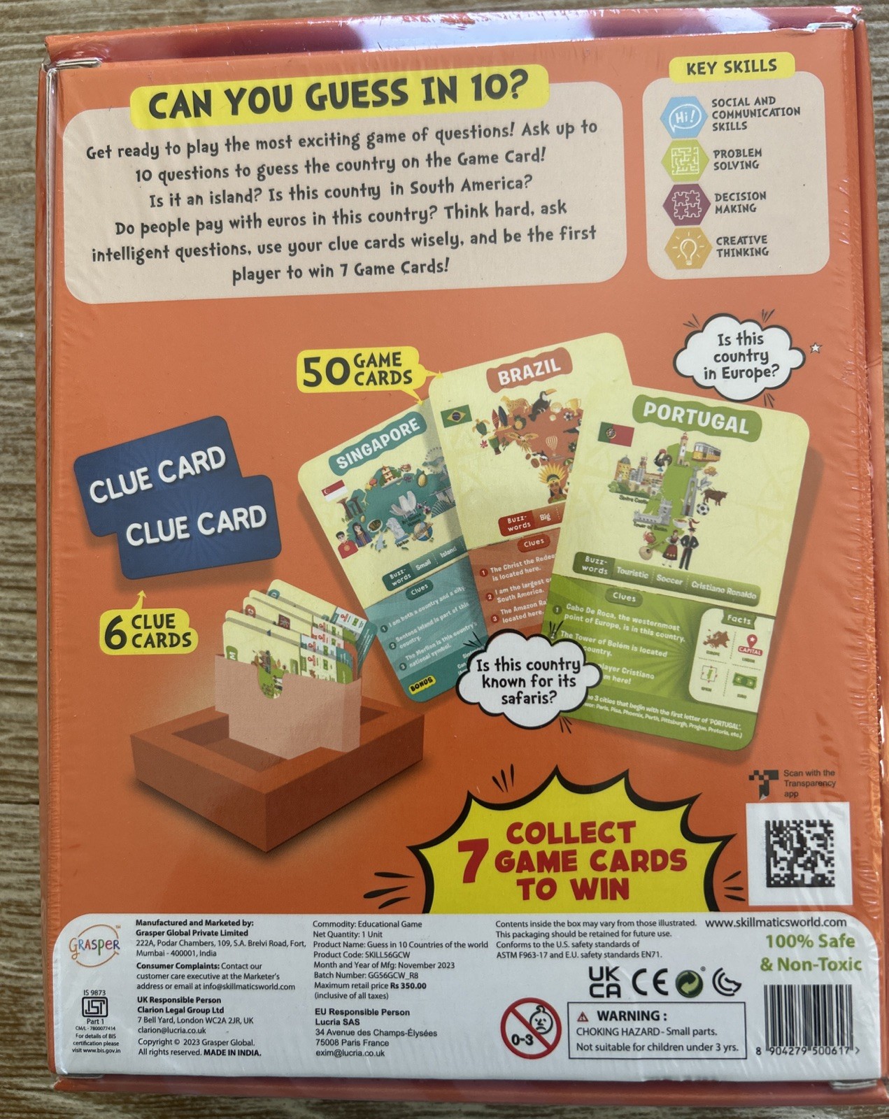 Skillmatics Card Game – Guess in 10 – Countries of The World, Factory Sealed