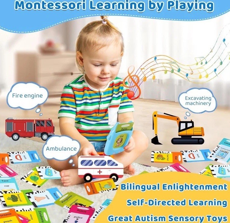 Toddler Toys Talking Flash Cards for 2 3 4 5 6 Year Old Boy Girl
