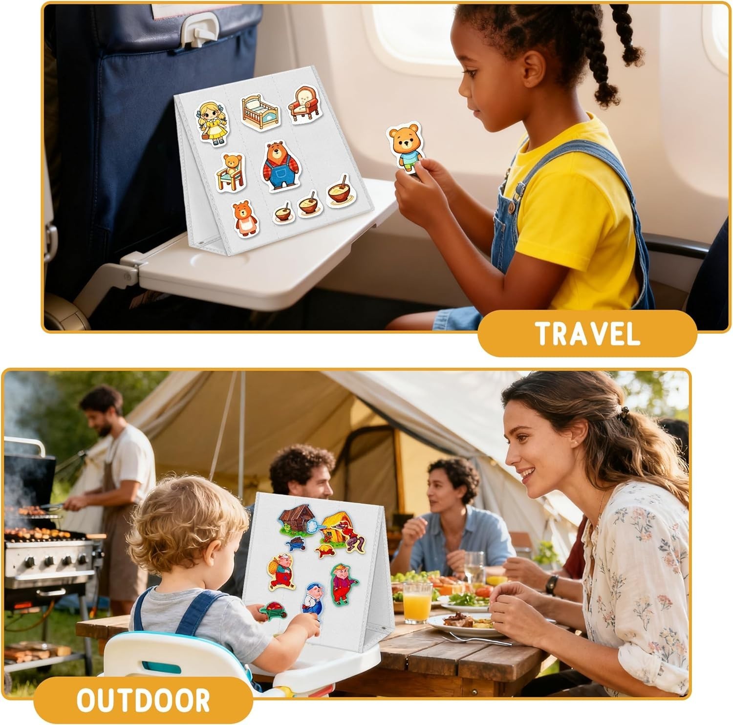 Foldable Felt Board – Double-Sided Flannel Story Board for Preschool Learning, I