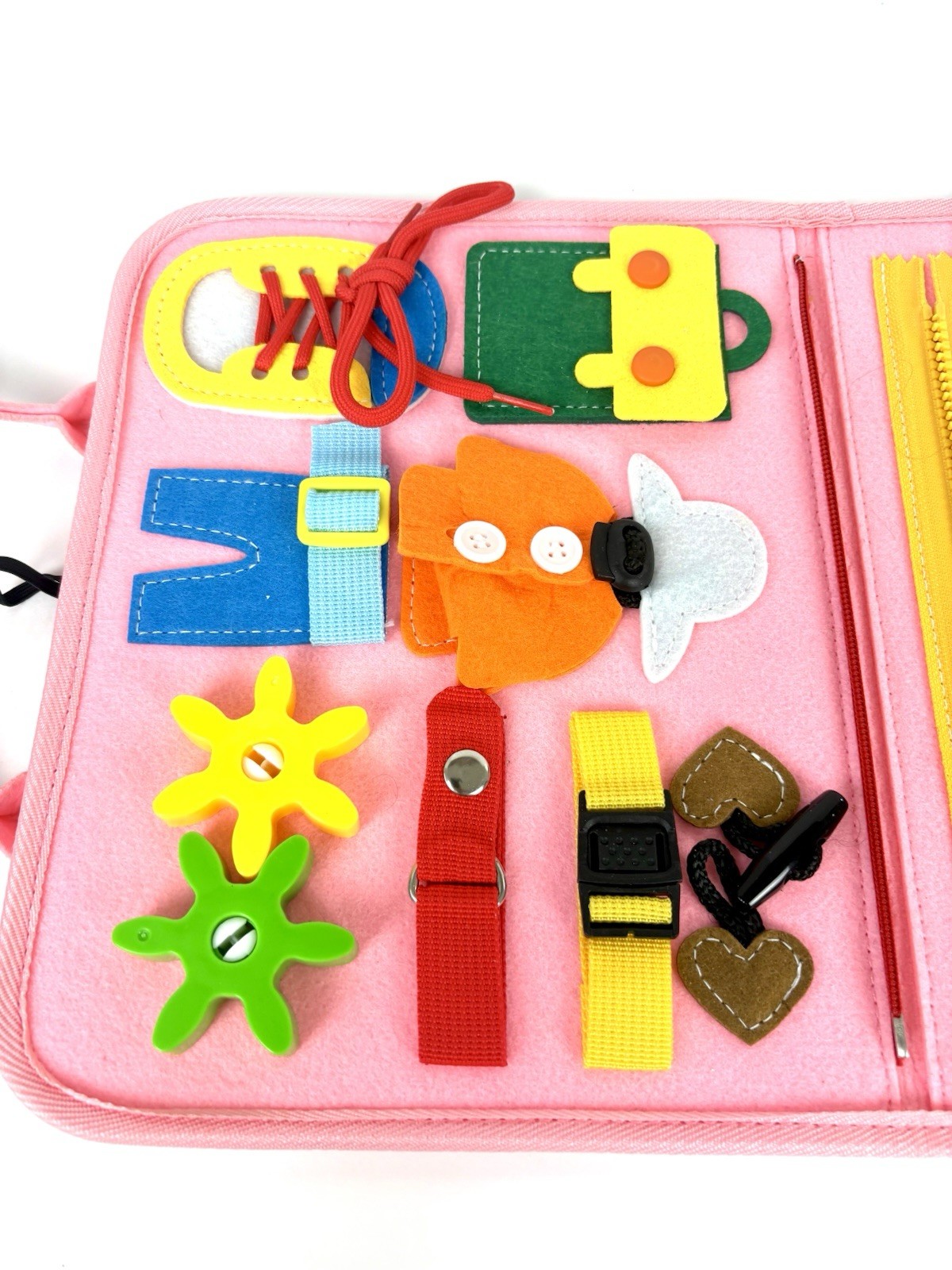 Montessori Style Fine Motor Skills Busy Book. Pink Felt Activity Binder. EUC