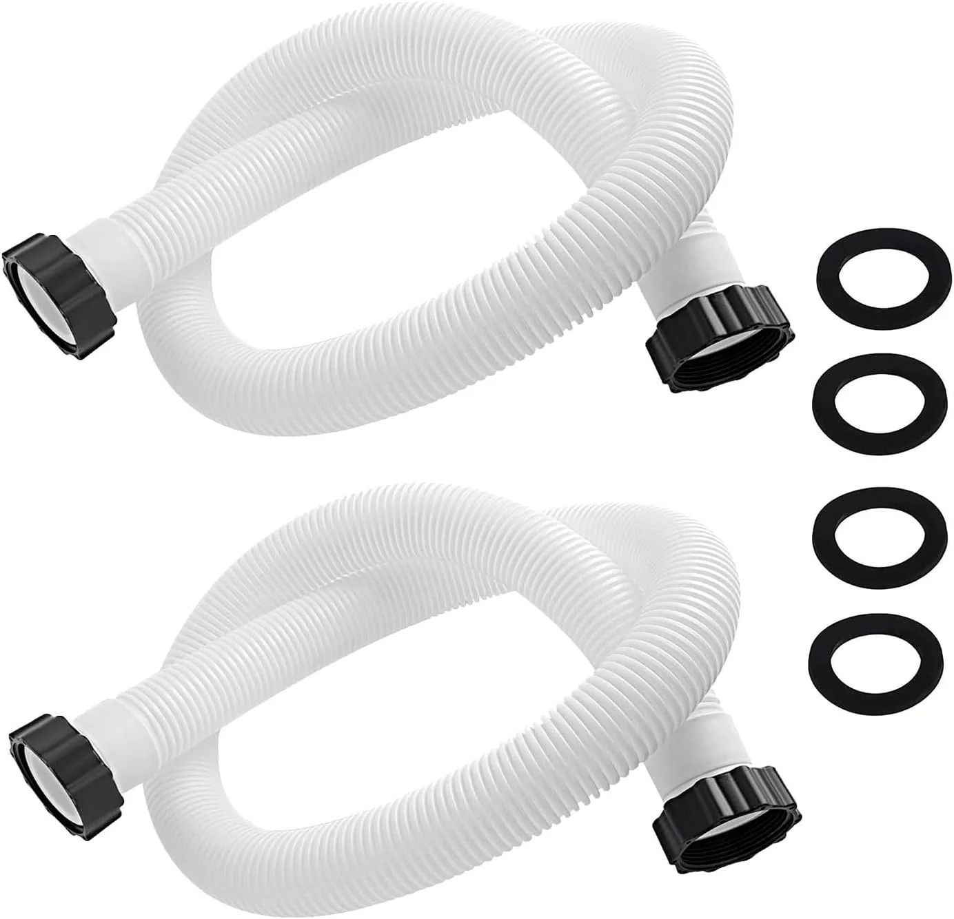 2-Pack 1.5-Inch Diameter Pool Hoses, 59-Inch Replacement Hoses Compatible with A
