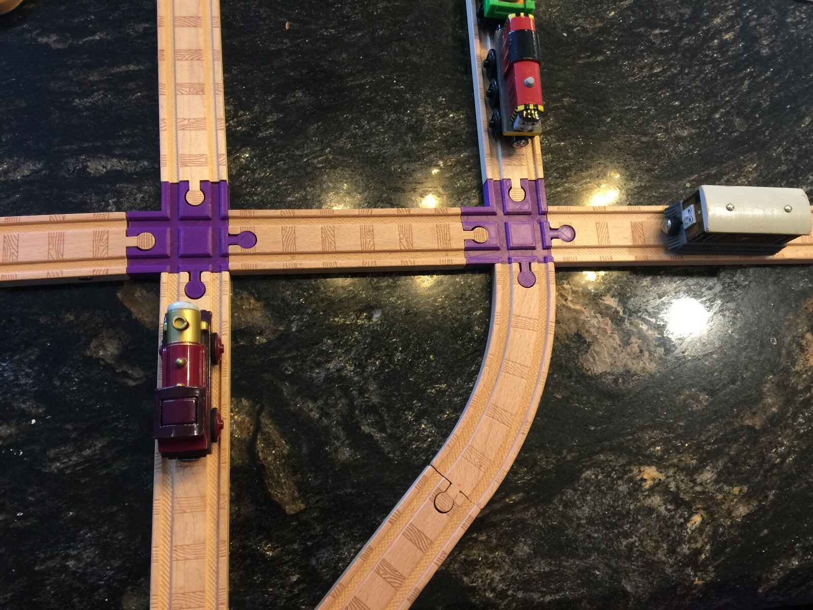 (2) 4 Way Wood Train Track Adapter Thomas the Tank Brio IKEA – PICK YOUR COLOR!