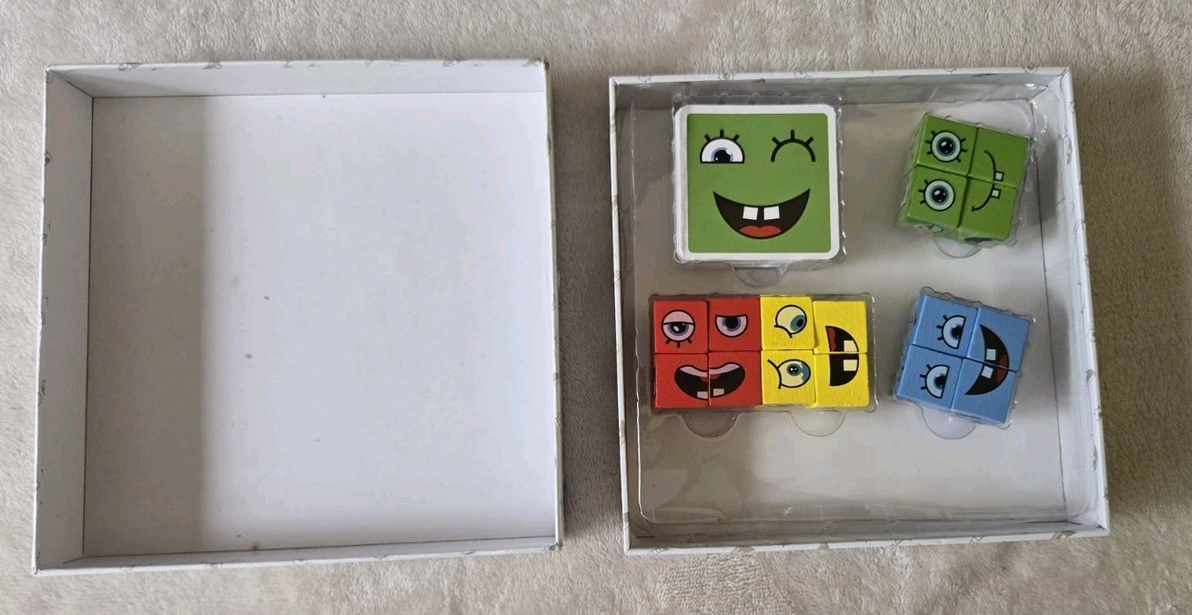 Face Change Rubik’s Cube Toy Wooden Block Kids 36+ Mo Learning Game EUC 3 Year+
