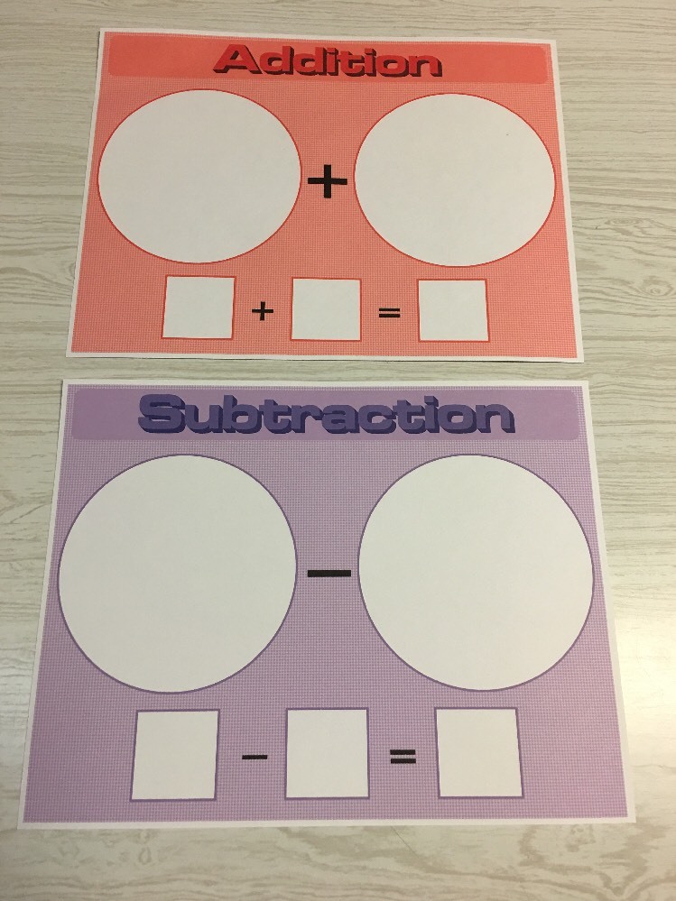 Set of 2 – Laminated Math Work Mats – Addition and Subtraction Dry Erase