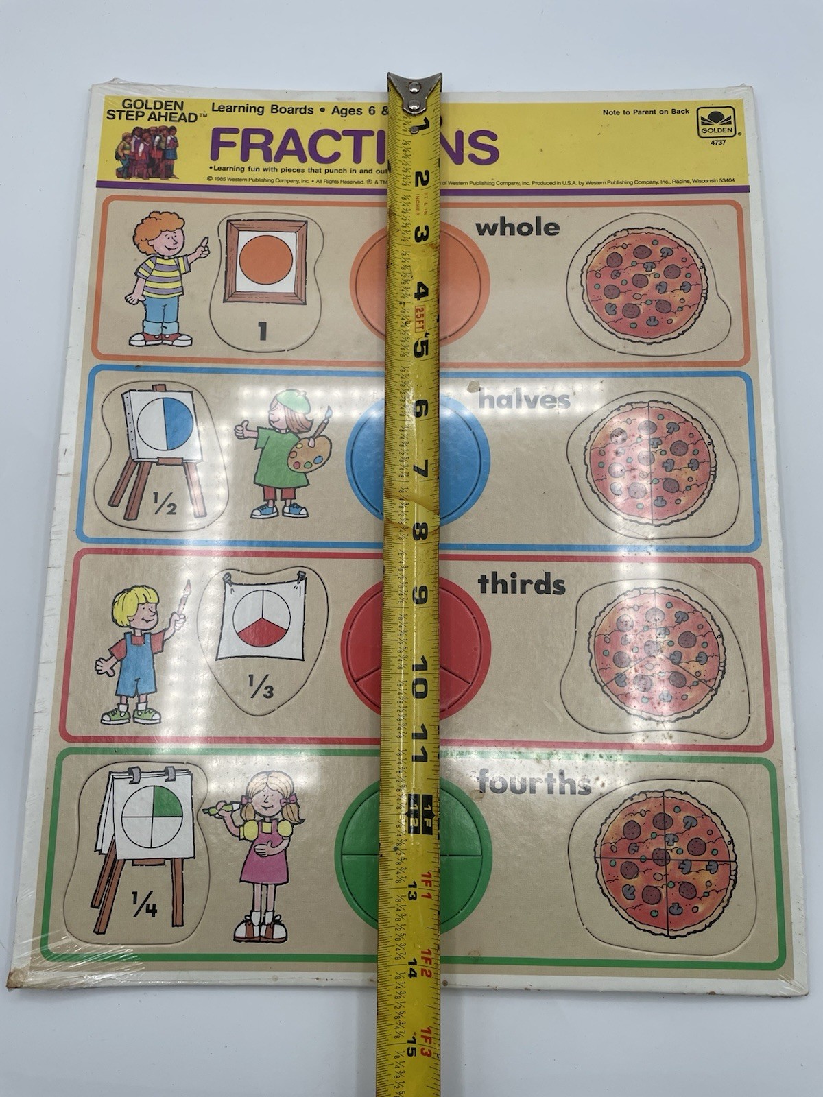 Vintage Golden Step Ahead Fractions Puzzle 1985 Learning Board School New READ