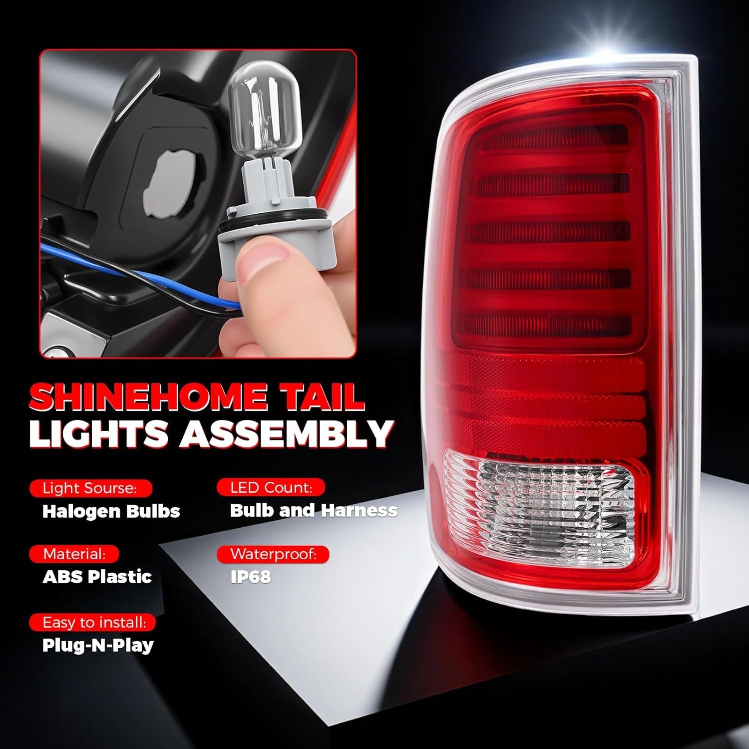 Ram LED Tail Light Assembly Compatible with 2013 2014 2015 2016 2017 2018 Dodg..