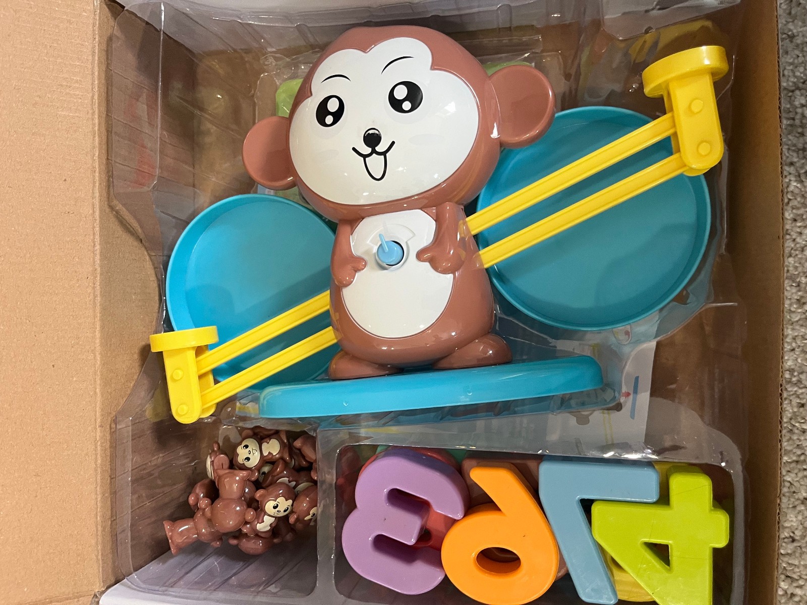 Monkey Balance Scale Toy, Number Counting Blocks Games, Montessori Math Games