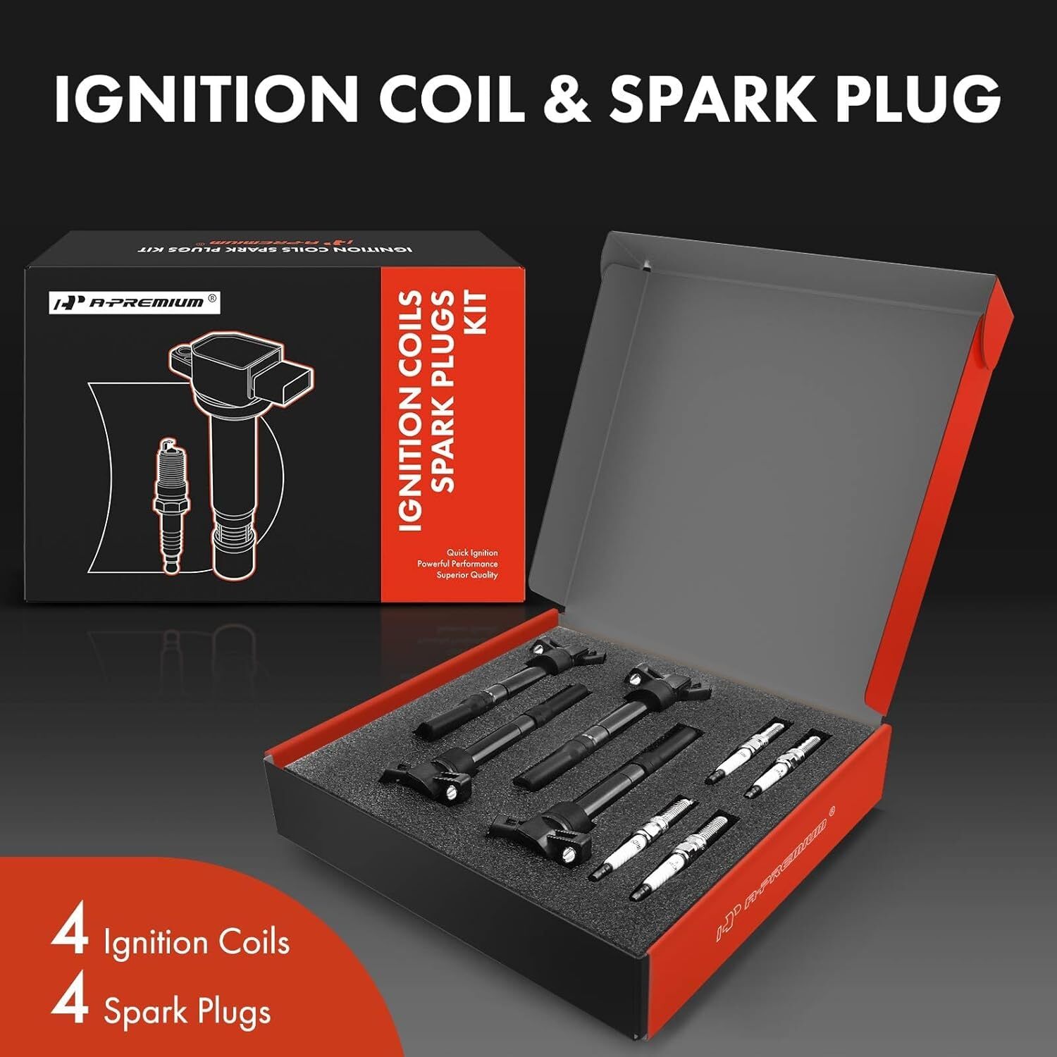 Complete Pack of 6 APM Set of 4 Ignition Coil Pack (2-pin) and Iridium