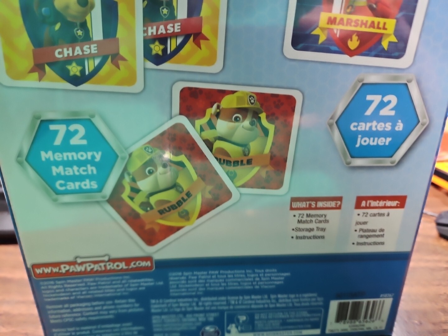 Paw Patrol Memory Match Game Nickelodeon 72 Cards Home School Aide Age 3+ 17d