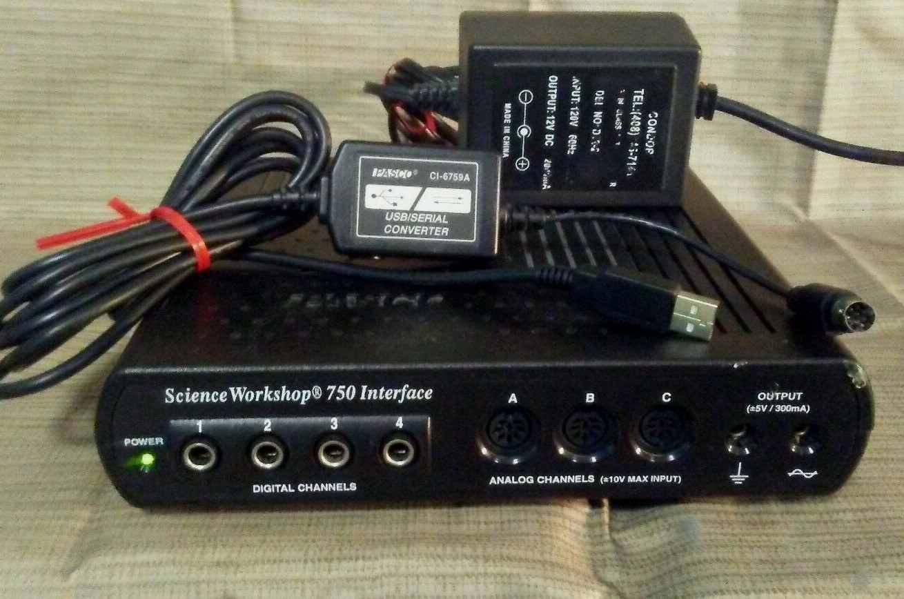 Pasco Scientific Workshop 750 Interface USB CI-6759A w/POWER ADAPTER/USB CABLE