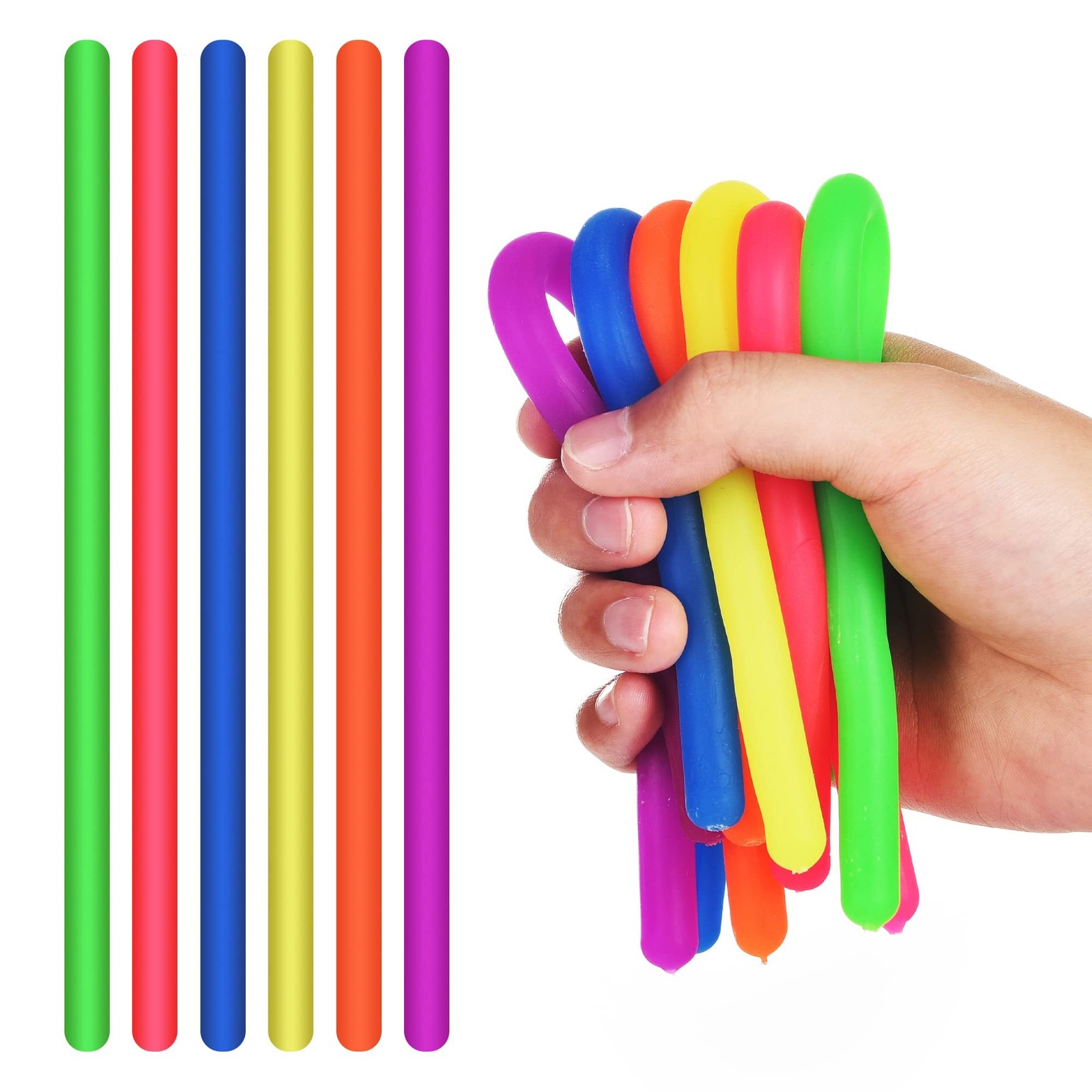 Rtinsd String Noodles Toys Large 12 pcs Stress Stretchy Strings 10.2 inches