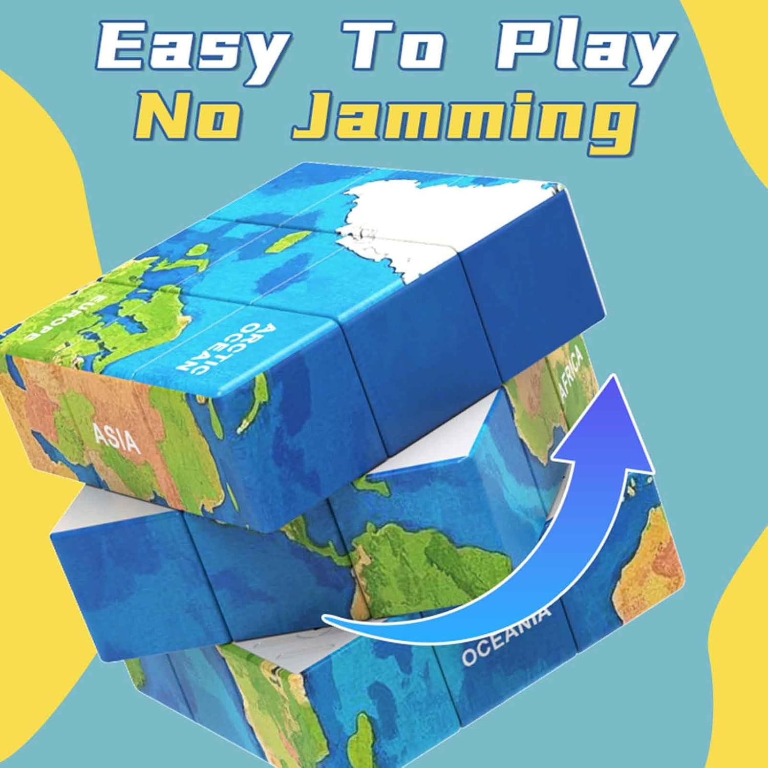 World Map 3D Cube Educational Toy, Geography Learning Puzzle, 6 Continents and O