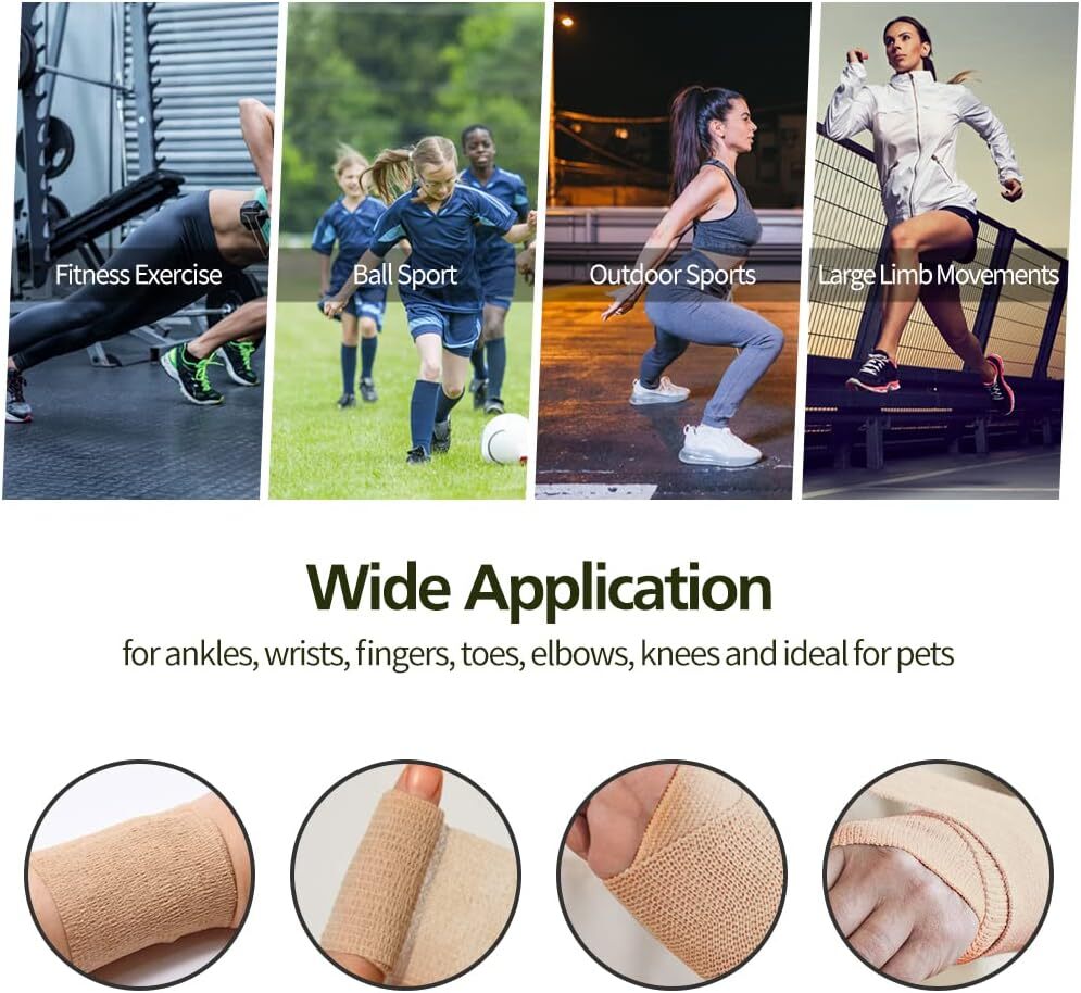 1″/2″/3″/4″ Self Adhesive Bandage Wraps, 6/12/24/48 Pack Vet Wraps, 12 Colors to