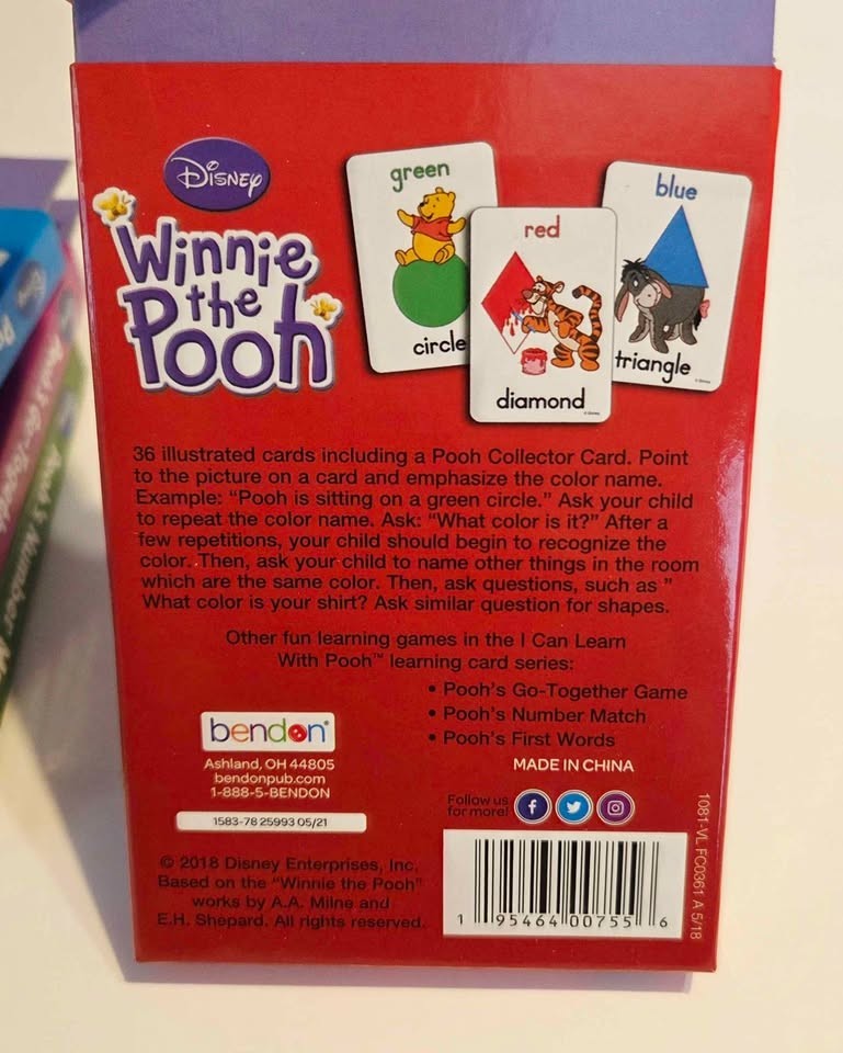 DISNEY Winnie the Pooh Flash Cards – Set of 4 – Learning, Educational Cards