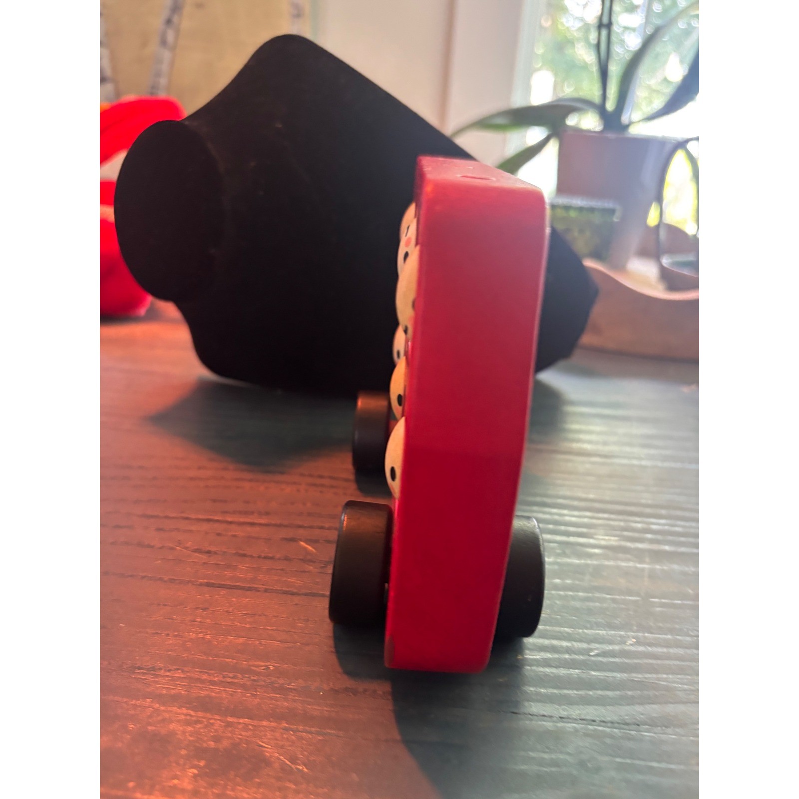 Tender Leaf Toys Wooden London Bus Emotions Spinning Faces Montessori Toy Red