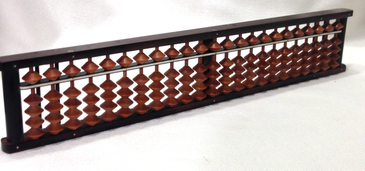 Vintage Japanese Standard Abacus Soroban Tornoe Four Balls 23 Digits Birch Ball