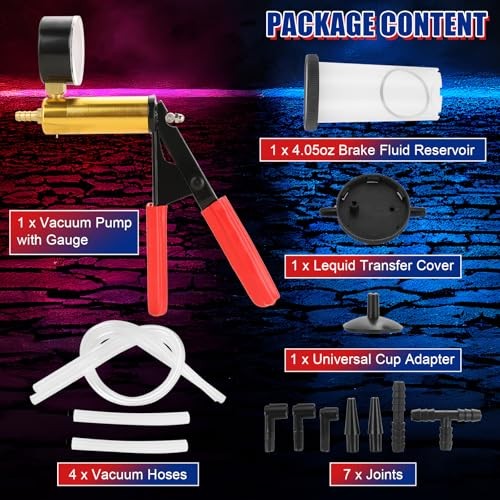2 in 1 Handheld Vacuum Pump Brake Bleeder Kit for Motorcycle, 16 pcs