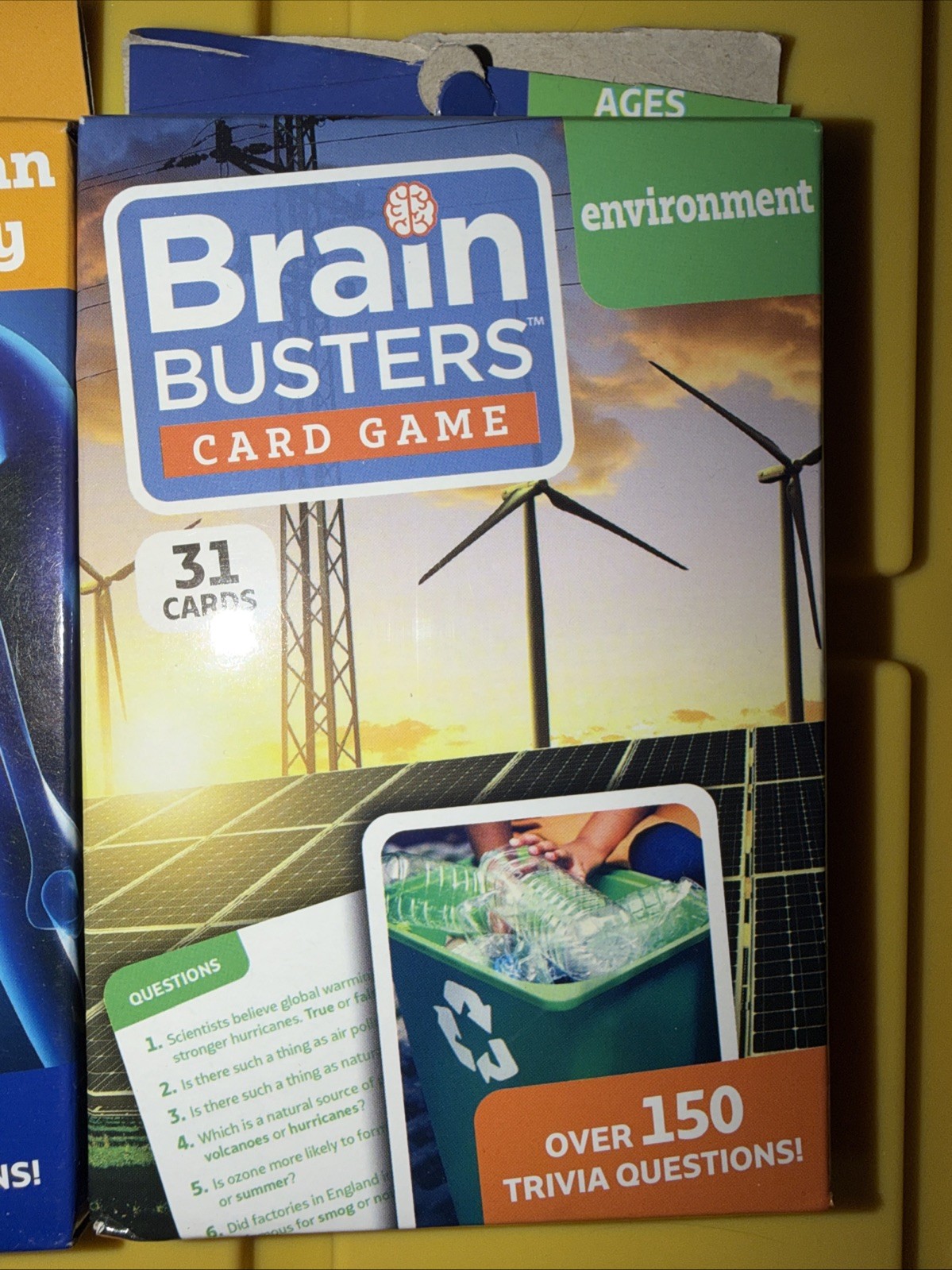 Brain Busters Card Game Set Of 3 Ages 6+ Dinosaurs, Human Body, Environment