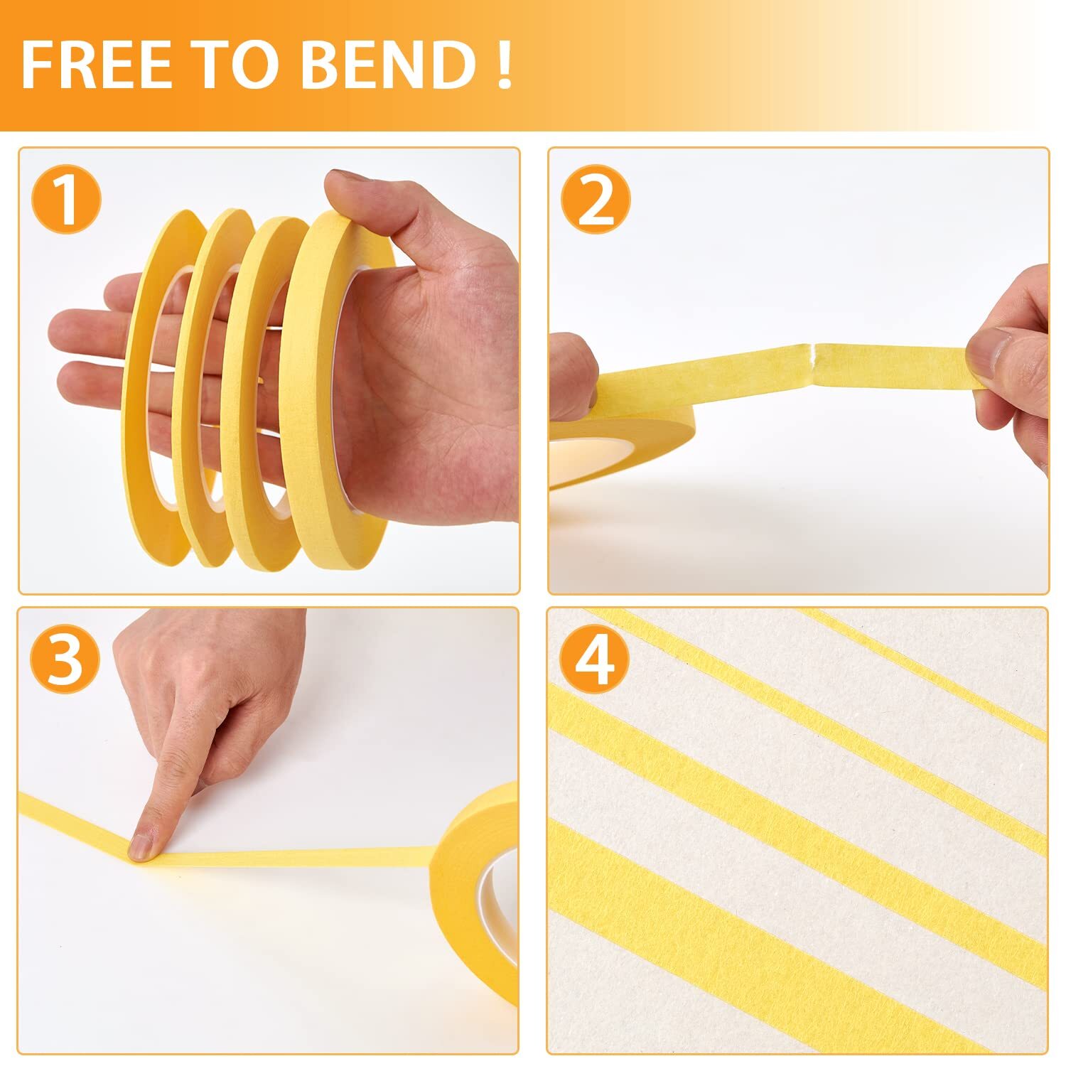 Fine Line Masking Tape DIY Automotive Masking Tape DIY Car Auto Paint 4 Roll…