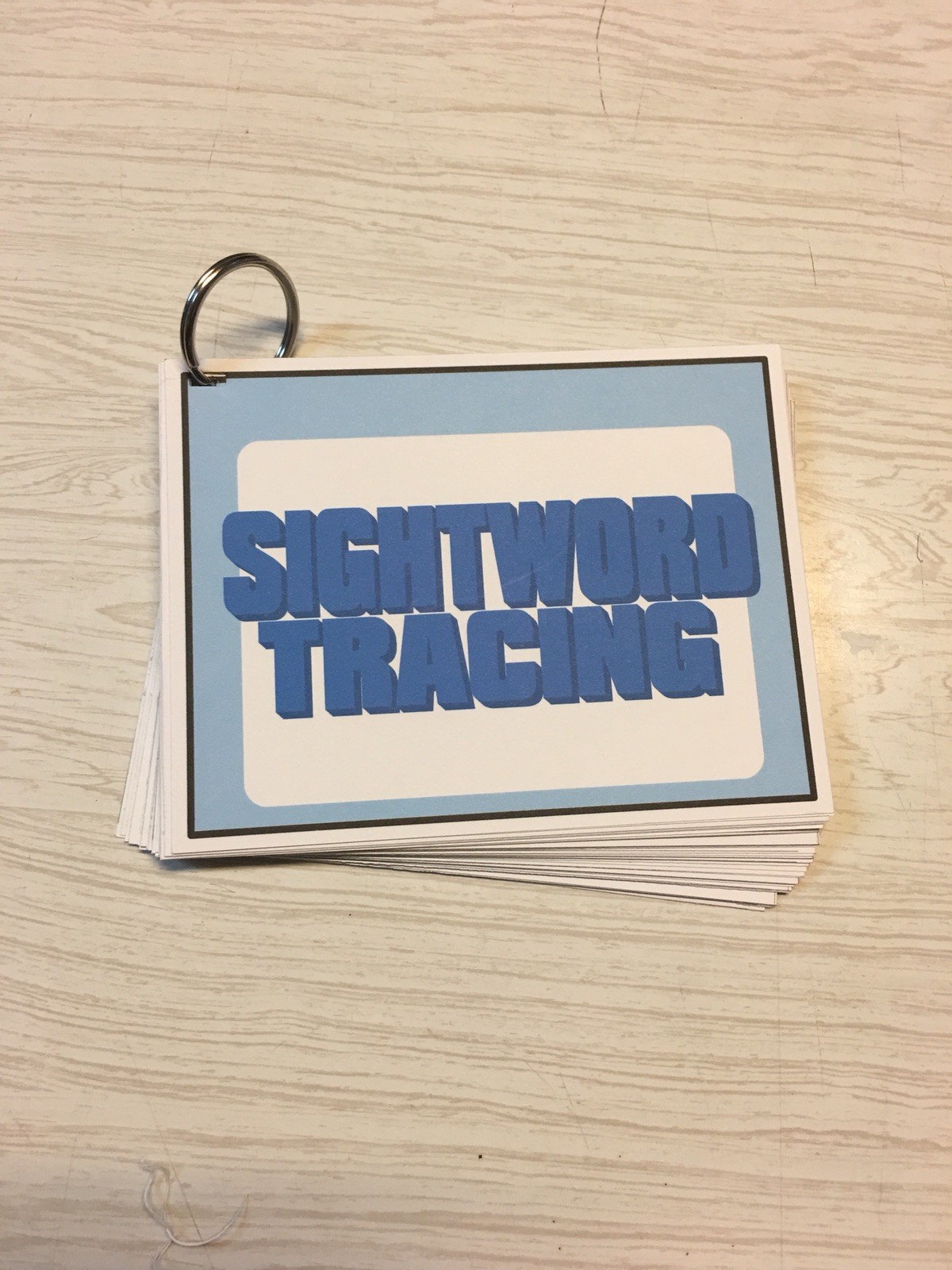 Tracing Sight Word Laminated Cards on ring – Homeschool Daycare
